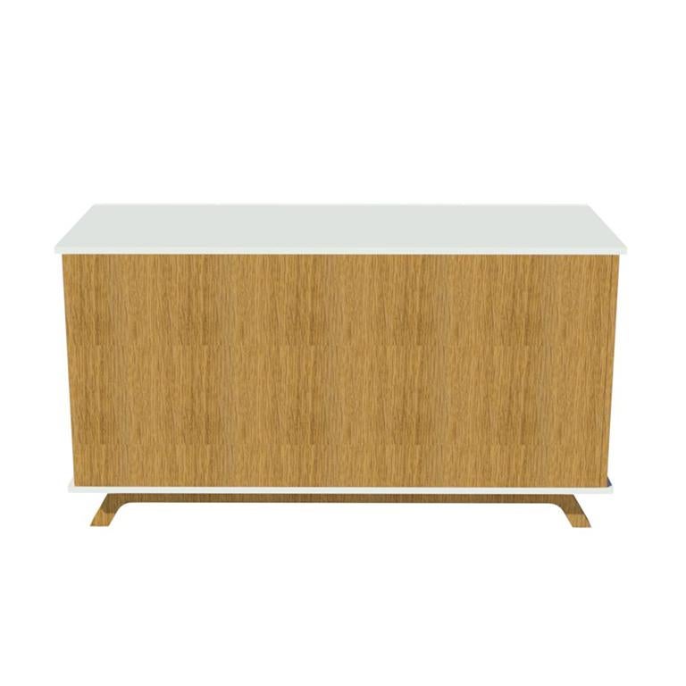 Grooves Credenza Buffet Storage High Gloss Lacquer Oak Finish - Made in Italy In New Condition For Sale In Toronto, CA