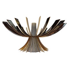 2k1M, Sagoma Fruit Bowl, White & Gold, Marble Core and Metal 24K Gold Fins