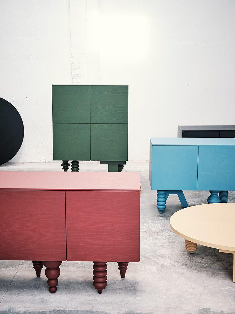 2M Multileg Cabinet in Red Ash Wood by Jaime Hayon for BD Barcelona For Sale 4