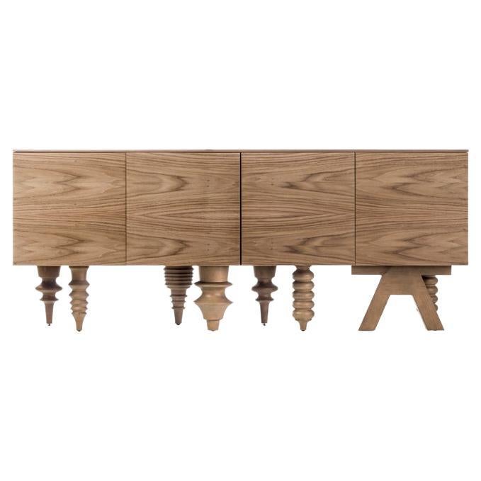 Contemporary Credenza by Jaime Hayon, model "Multileg" walnut, Spanish design  For Sale