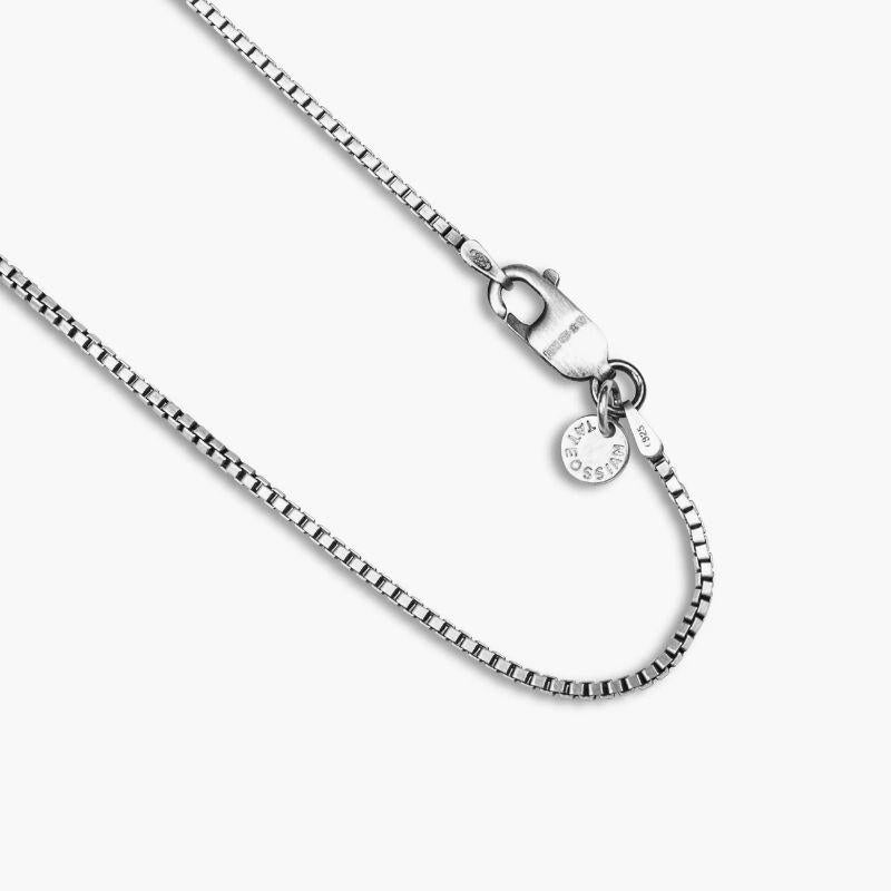 Box Chain in Black Rhodium Plated Sterling Silver with Pendants, Size L In New Condition For Sale In Fulham business exchange, London