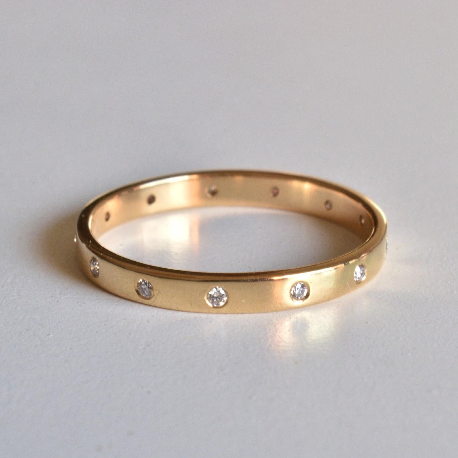 2mm Flush Set Diamond Eternity Wedding Band 14k Gold Ring Mid Thumb Ring Gift. For Sale 5