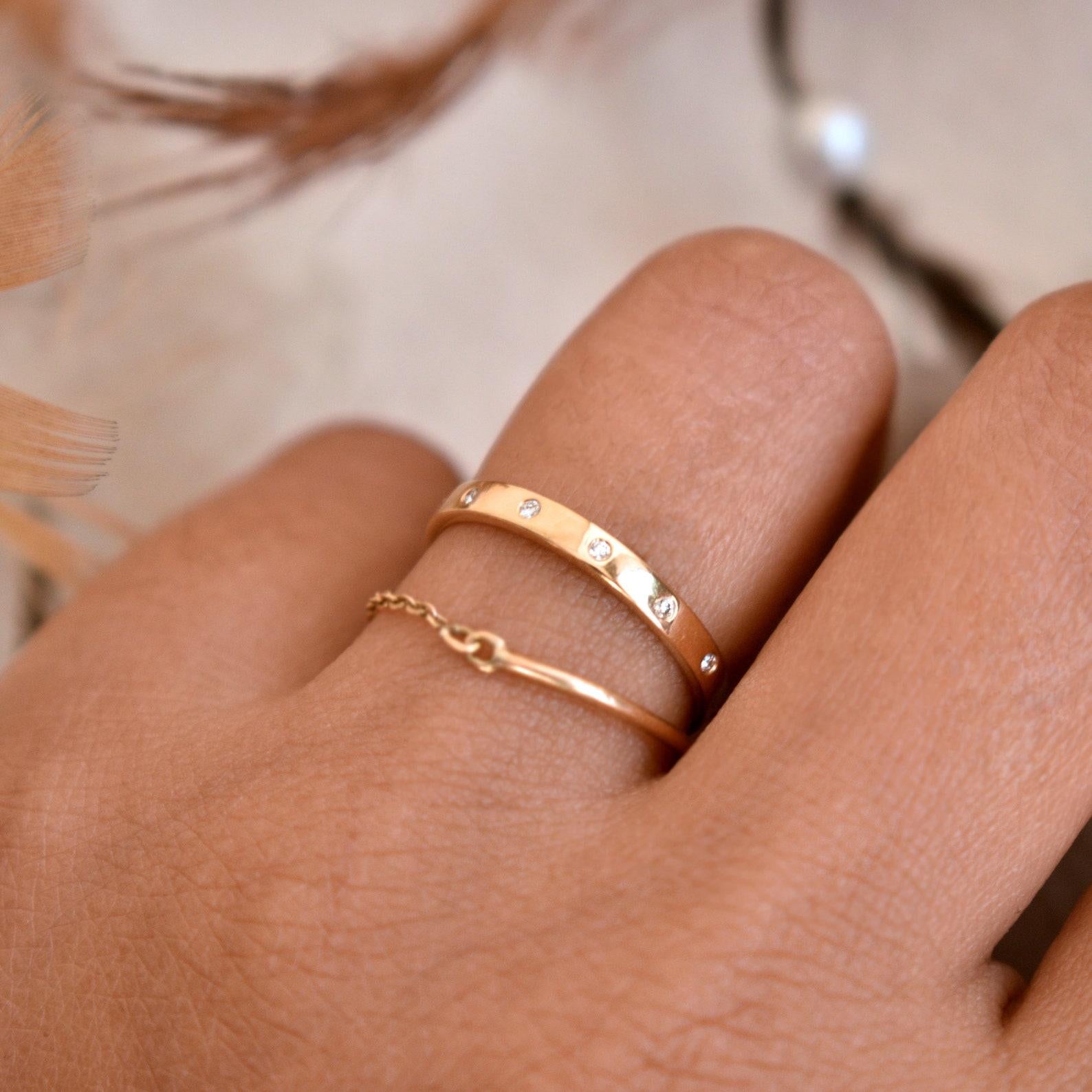 Art Deco 2mm Flush Set Diamond Eternity Wedding Band 14k Gold Ring Mid Thumb Ring Gift. For Sale