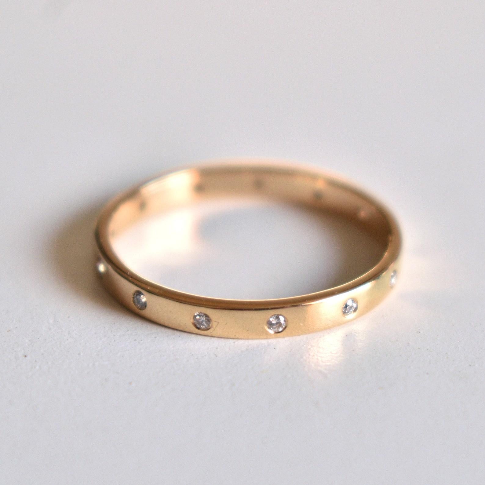 Round Cut 2mm Flush Set Diamond Eternity Wedding Band 14k Gold Ring Mid Thumb Ring Gift. For Sale