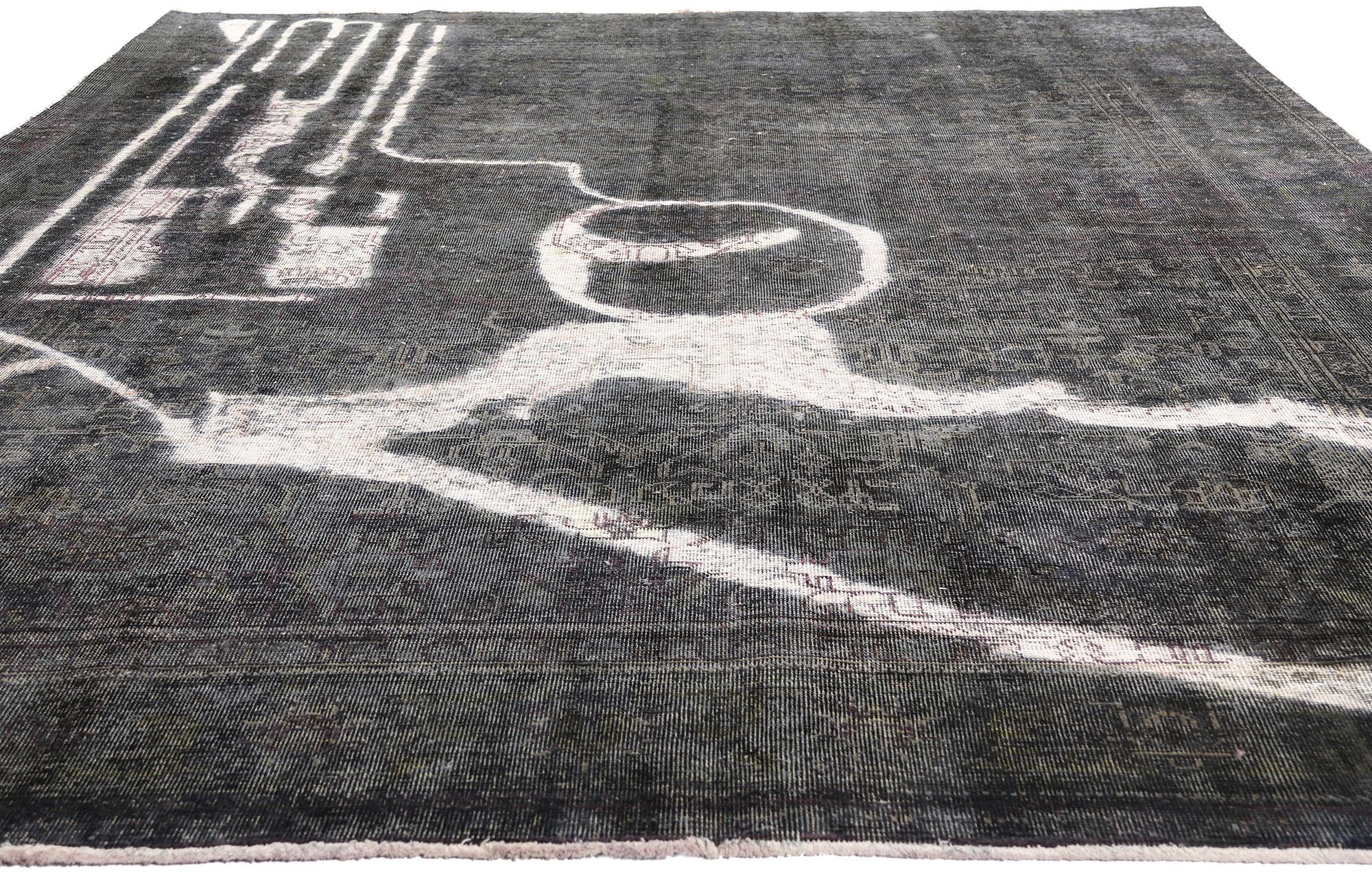 Modern The Ballistic Elegy: A Conceptual Vintage Overdyed Rug of Abstract Power For Sale