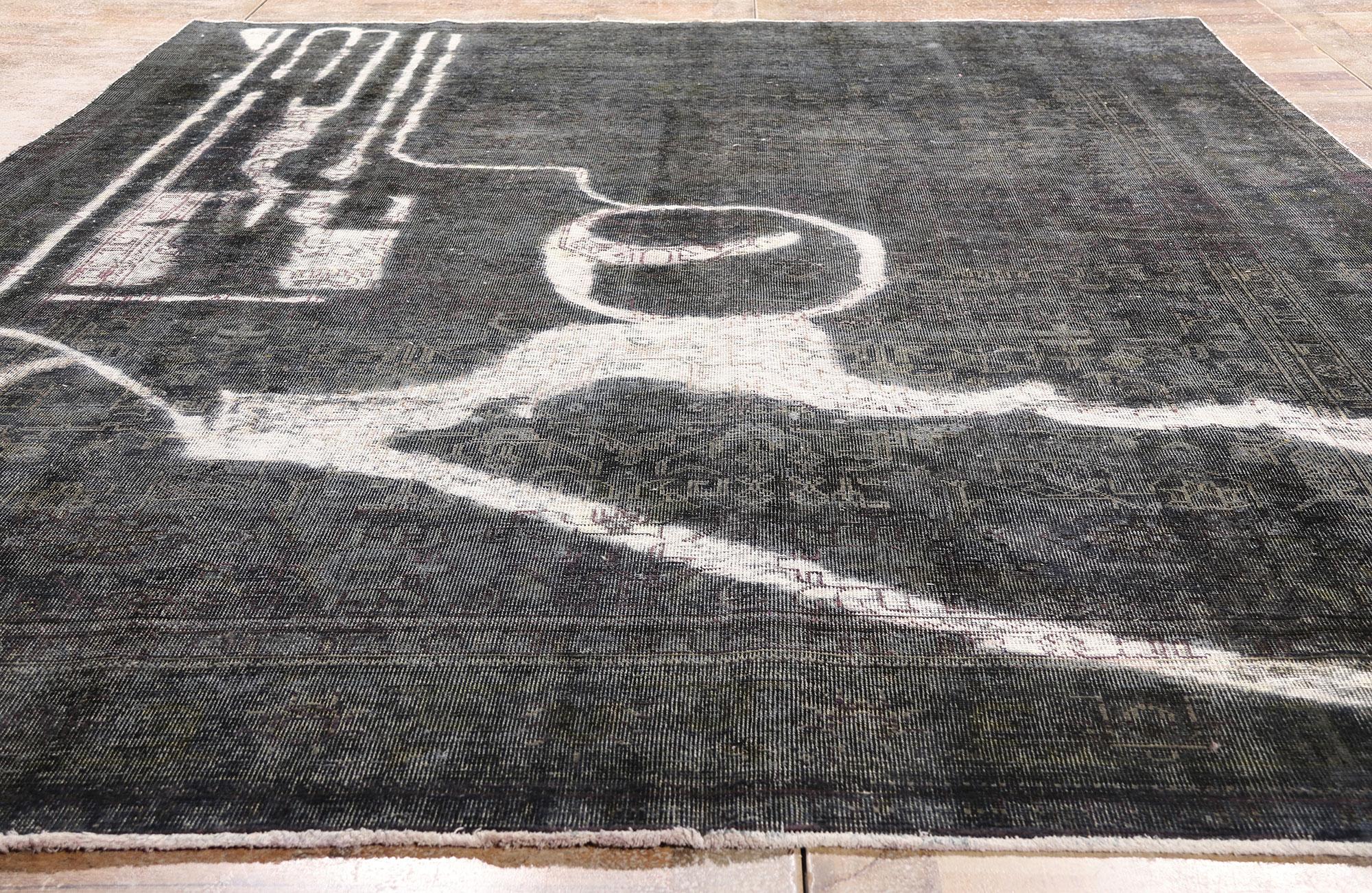 Persian The Ballistic Elegy: A Conceptual Vintage Overdyed Rug of Abstract Power For Sale
