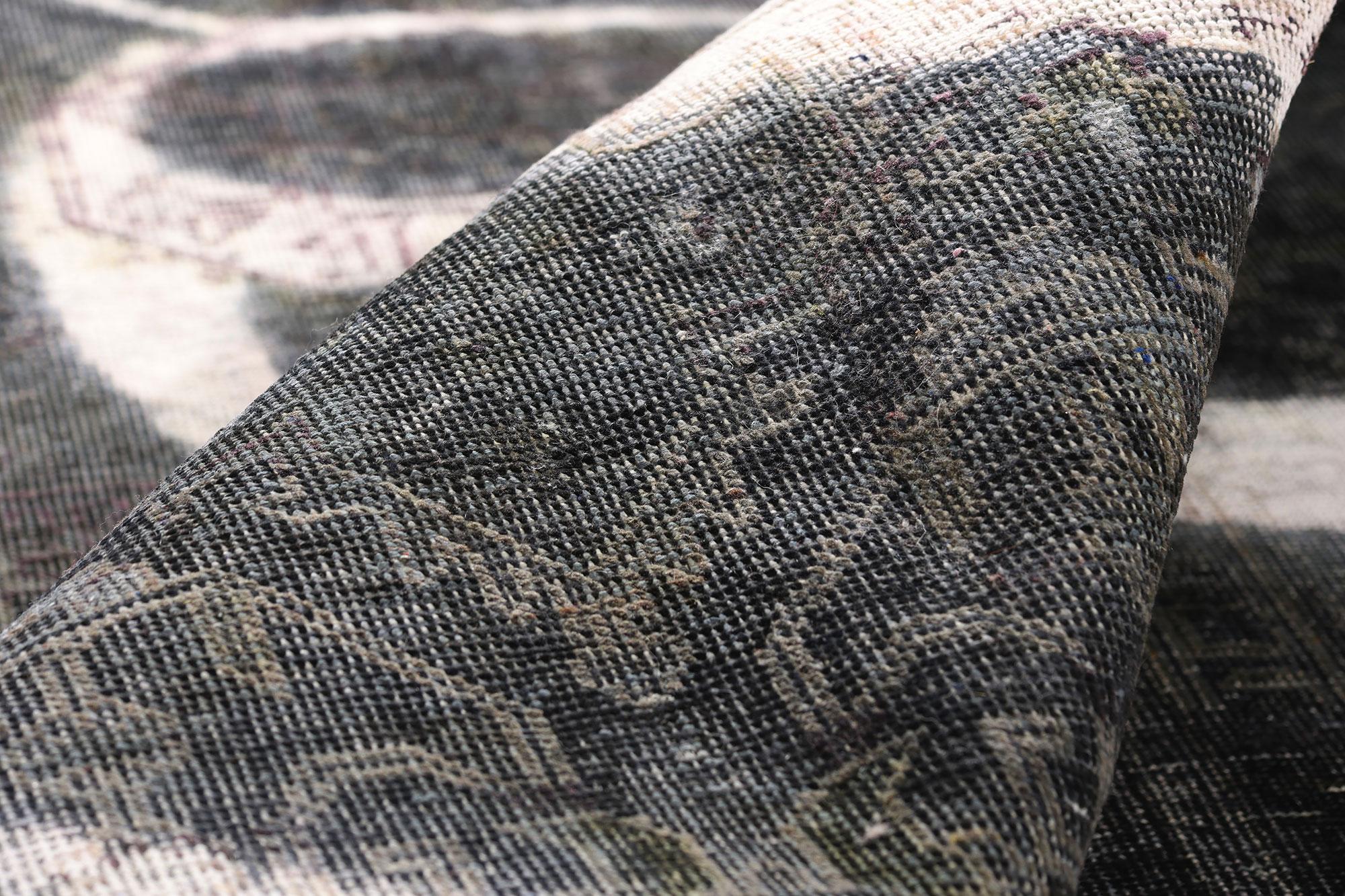 Wool The Ballistic Elegy: A Conceptual Vintage Overdyed Rug of Abstract Power For Sale