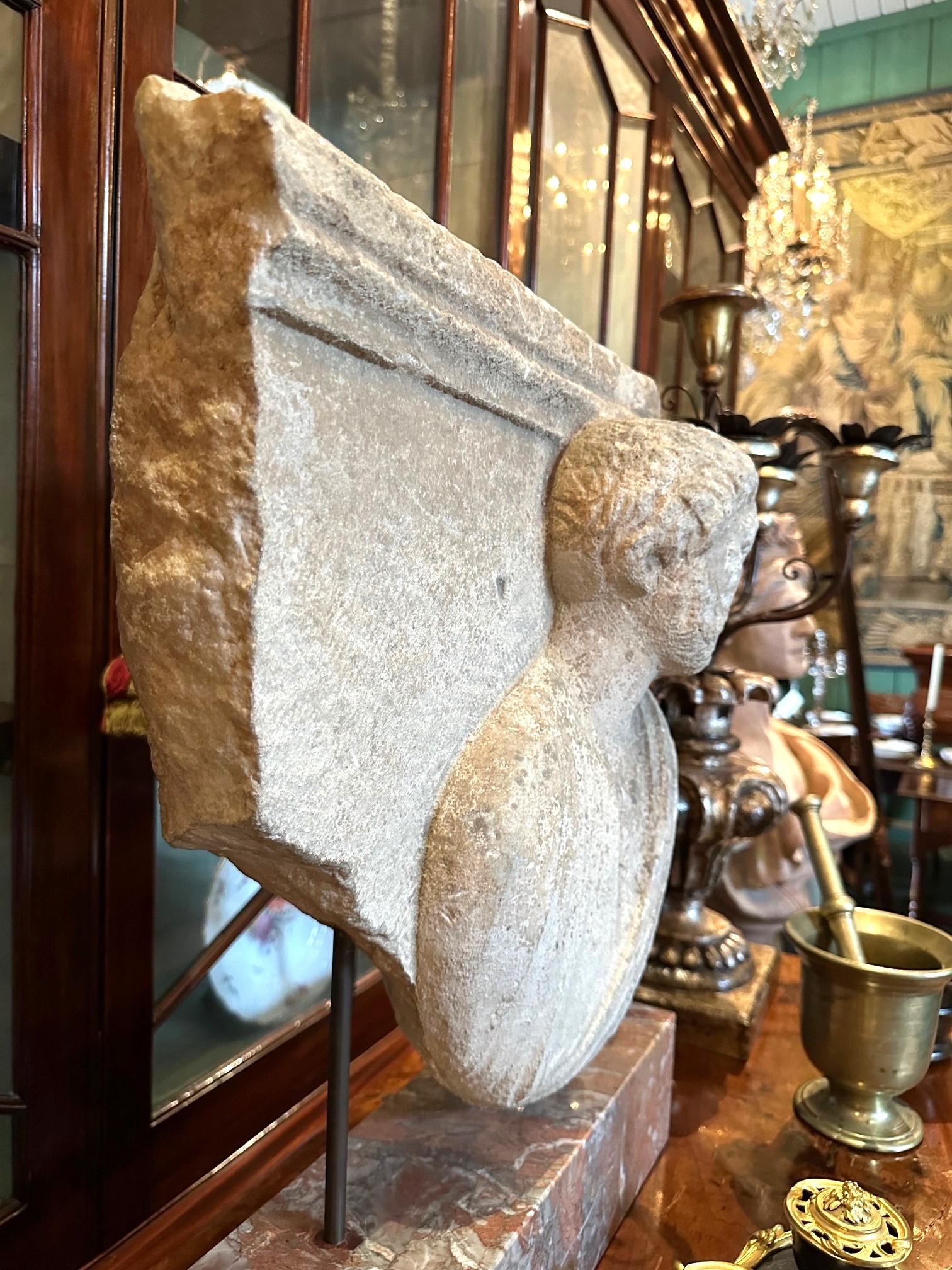Italienische Steinskulptur aus dem 2. Jahrhundert, römisches Relief, Aristokrat, montiert, Antiquitäten LA im Angebot 14