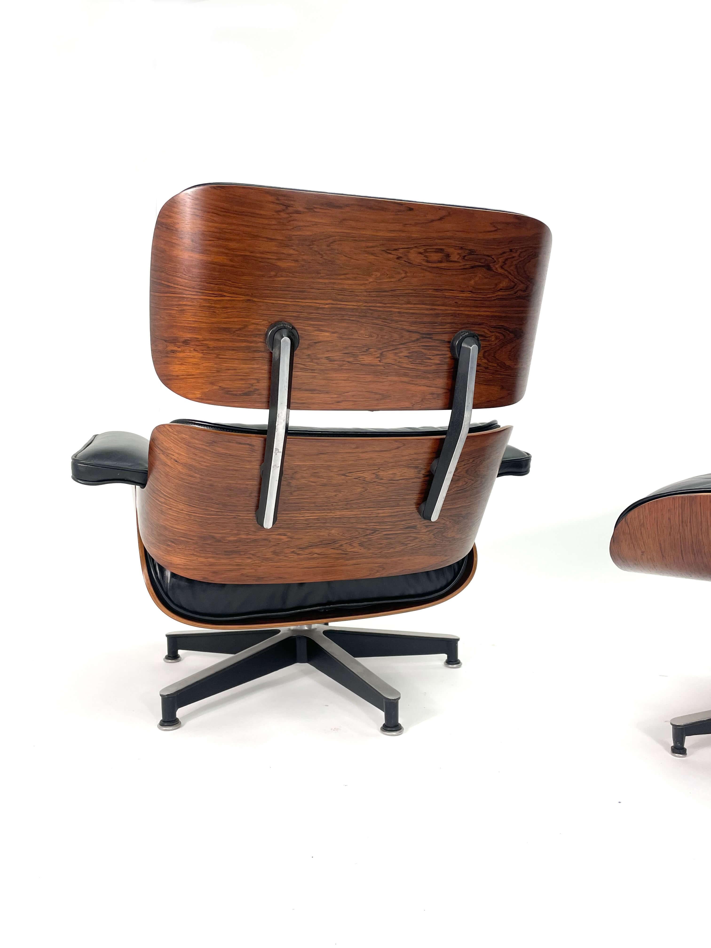 2nd Generation Eames Lounge Chair and Ottoman in Rosewood, Circa 1960's 3