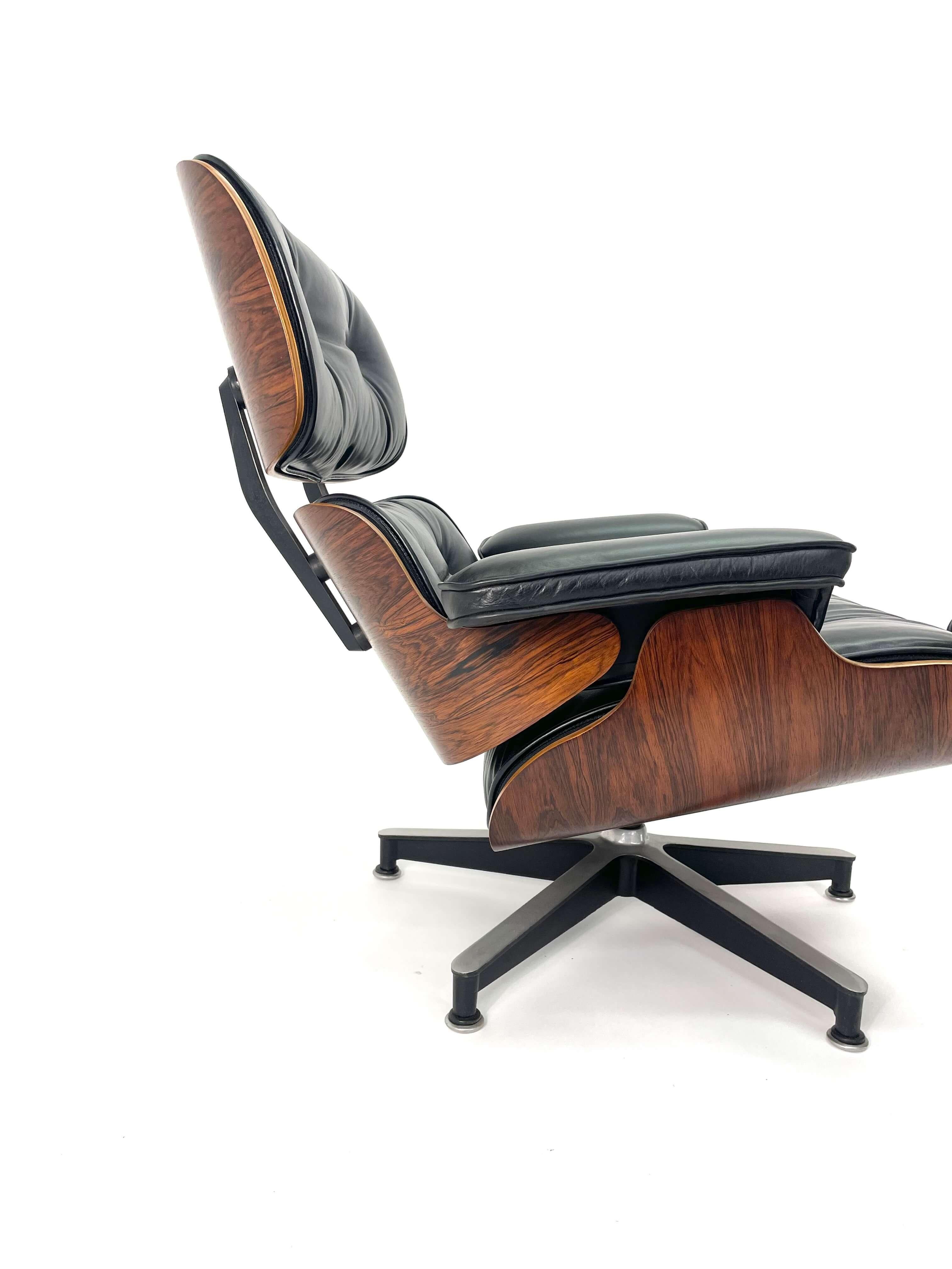 2nd Generation Eames Lounge Chair and Ottoman in Rosewood, Circa 1960's 5