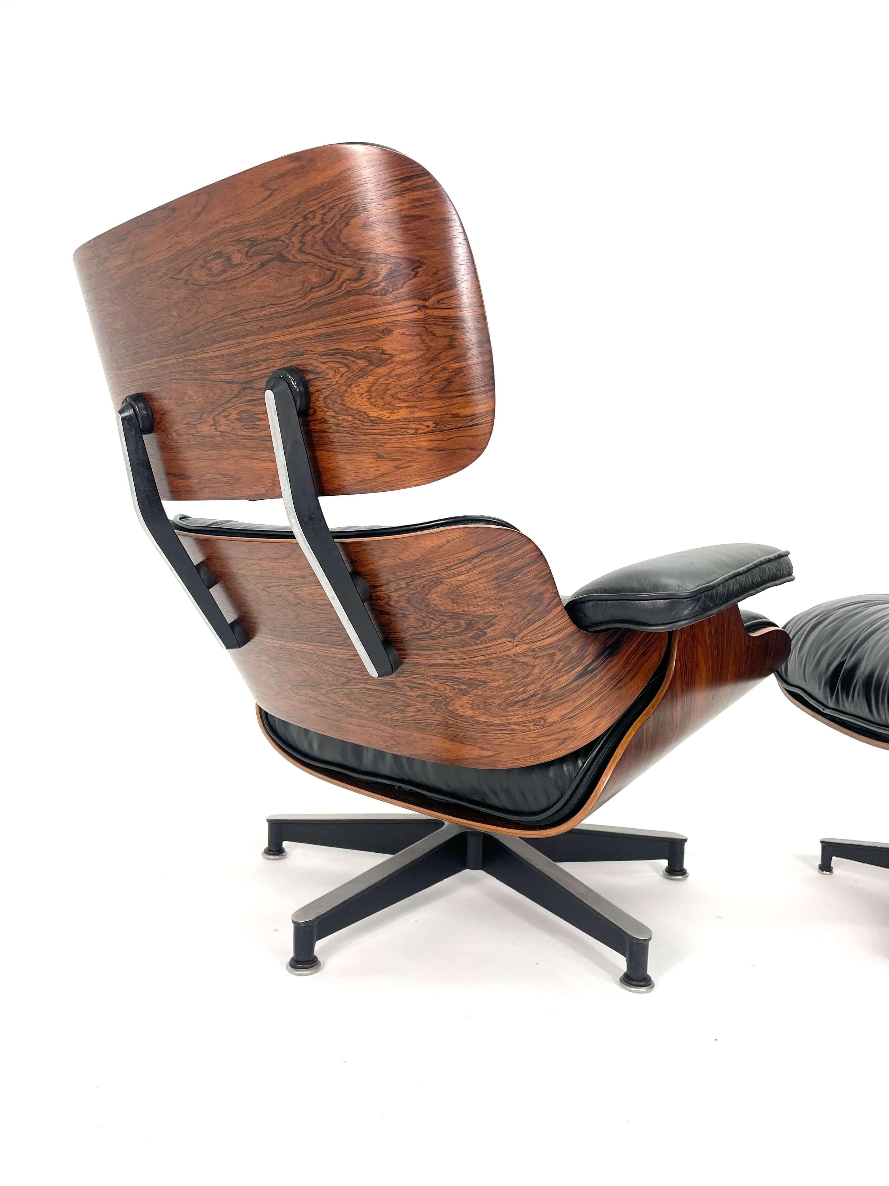 2nd Generation Eames Lounge Chair and Ottoman in Rosewood, Circa 1960's 8
