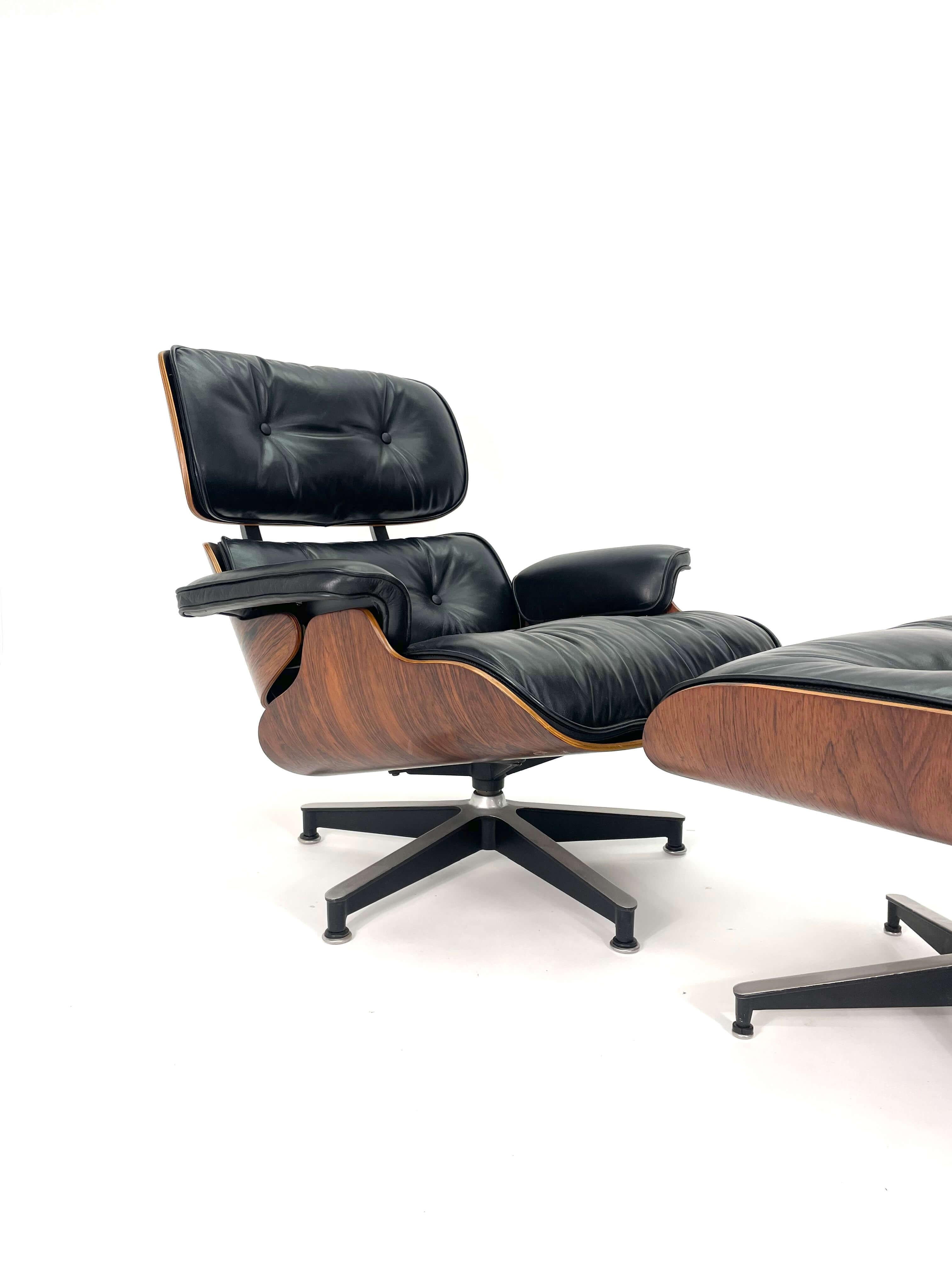 2nd Generation Eames Lounge Chair and Ottoman in Rosewood, Circa 1960's 9