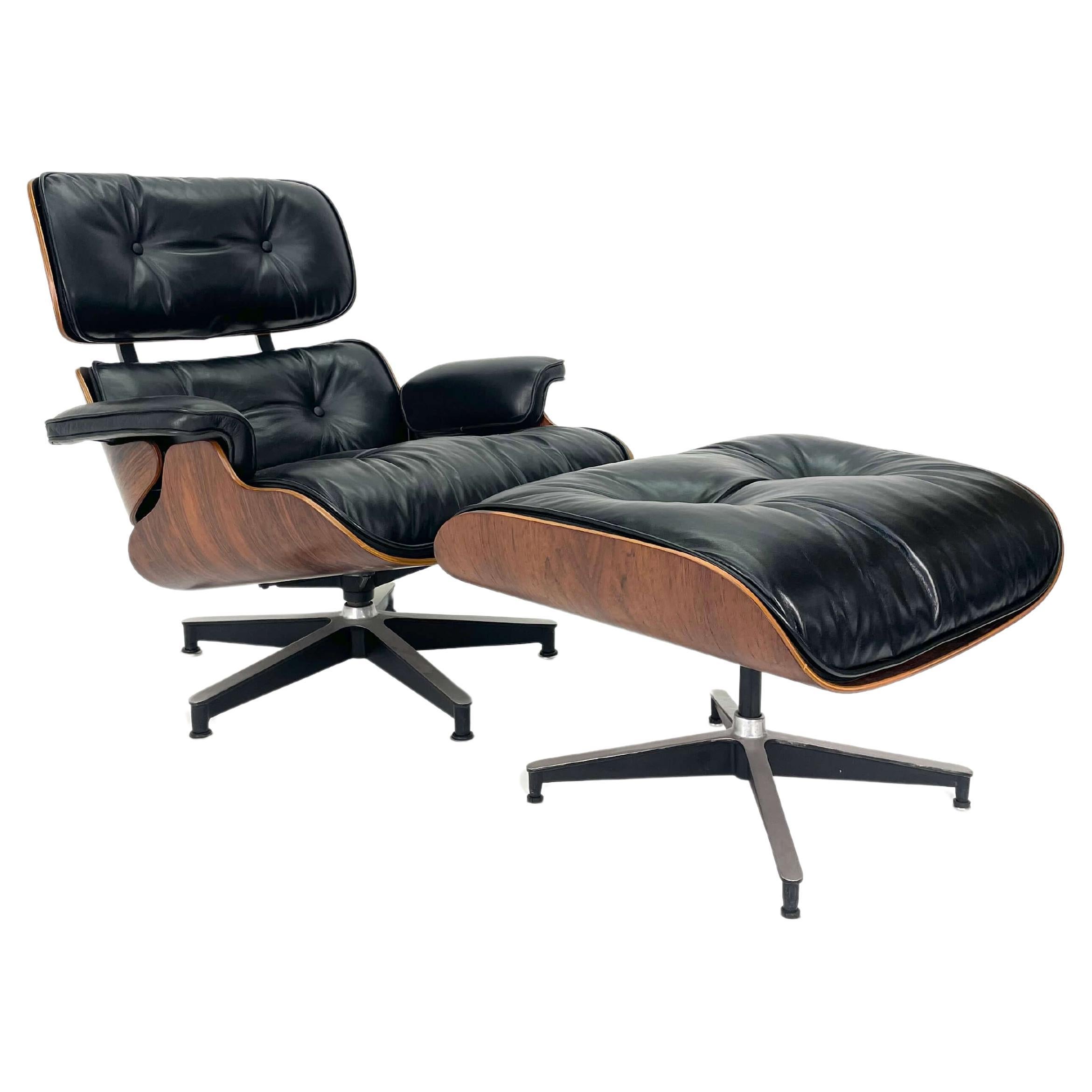 2nd Generation Eames Lounge Chair and Ottoman in Rosewood, Circa 1960's