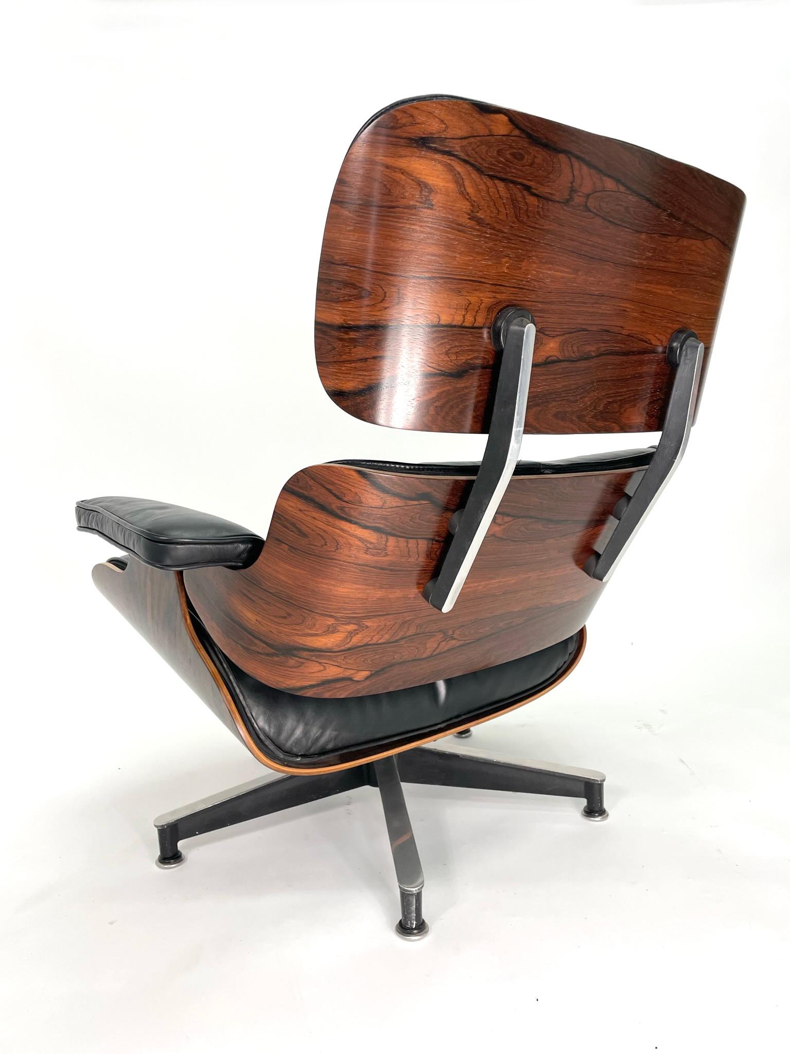 Mid-Century Modern 2nd Generation Eames Lounge Chair & Ottoman in Brazilian Rosewood