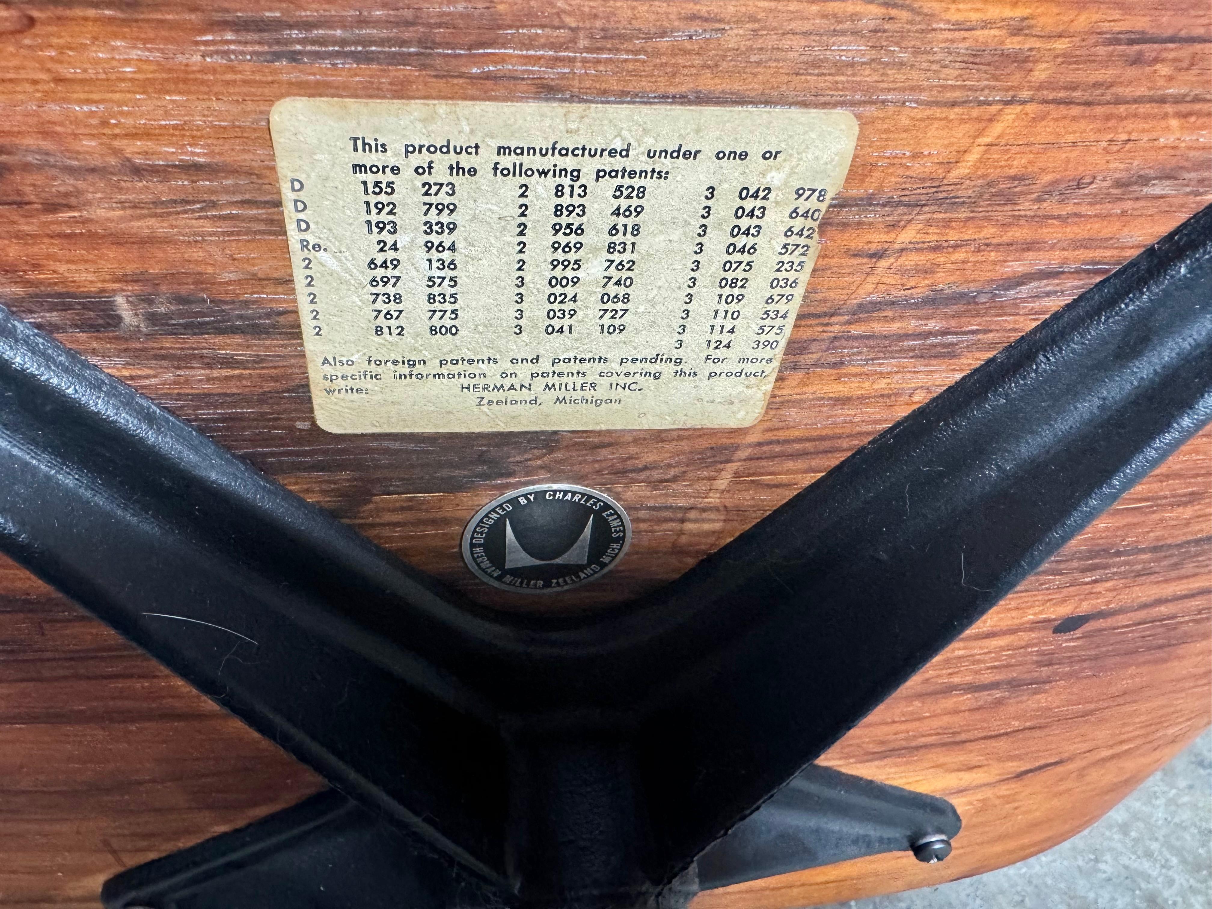 Early production 2nd generation Rosewood Eames Lounge Chair &  Ottoman Herman Miller, USA 1960s.Single ring BLACK MEDAL MEDALLION  This one perfect candidate for restoration,(re-upholstery)  for someone who wants to choose they're own fabric or
