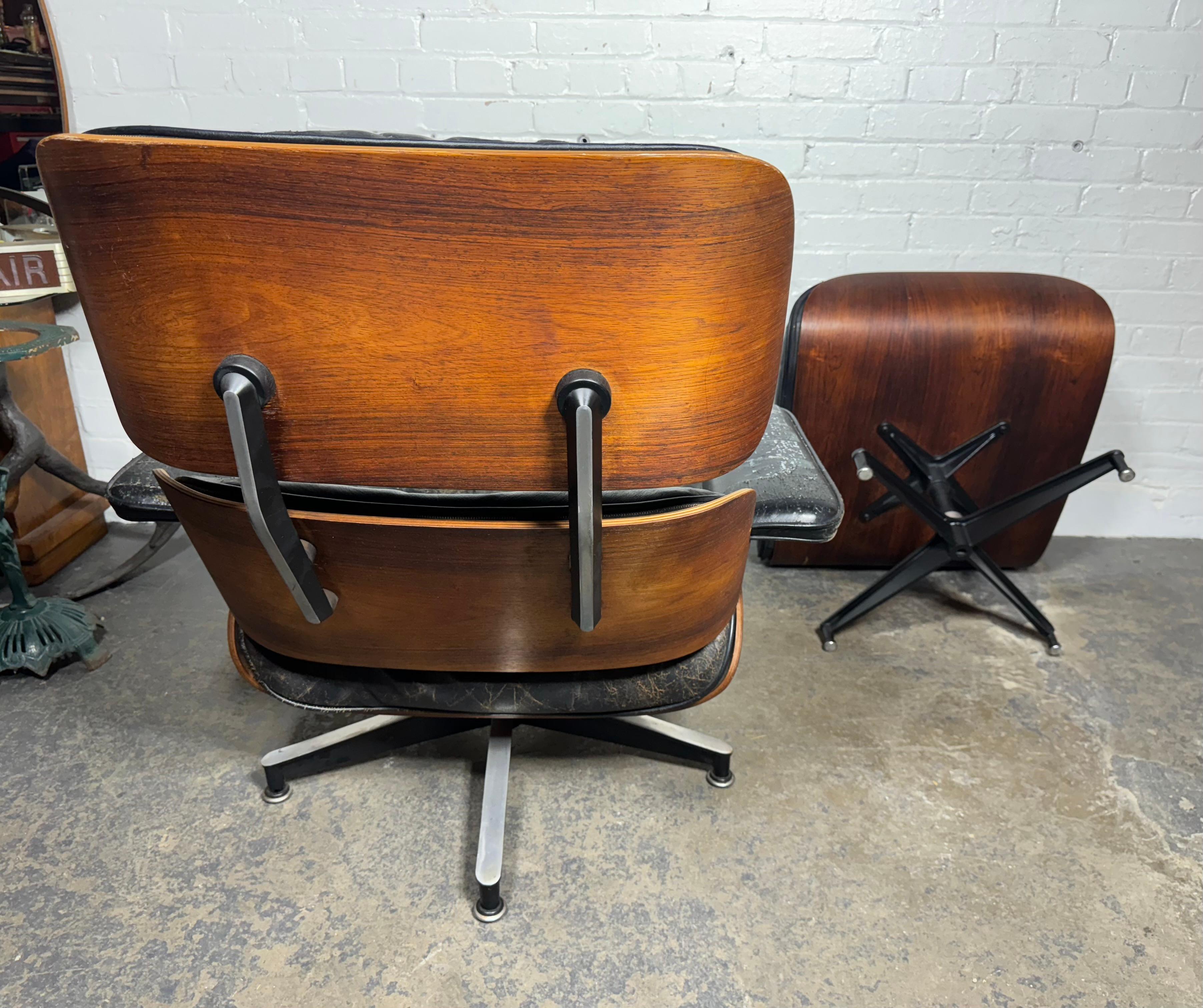 Aluminum 2nd generation Rosewood Eames Lounge Chair & Ottoman Herman Miller, USA 1960s