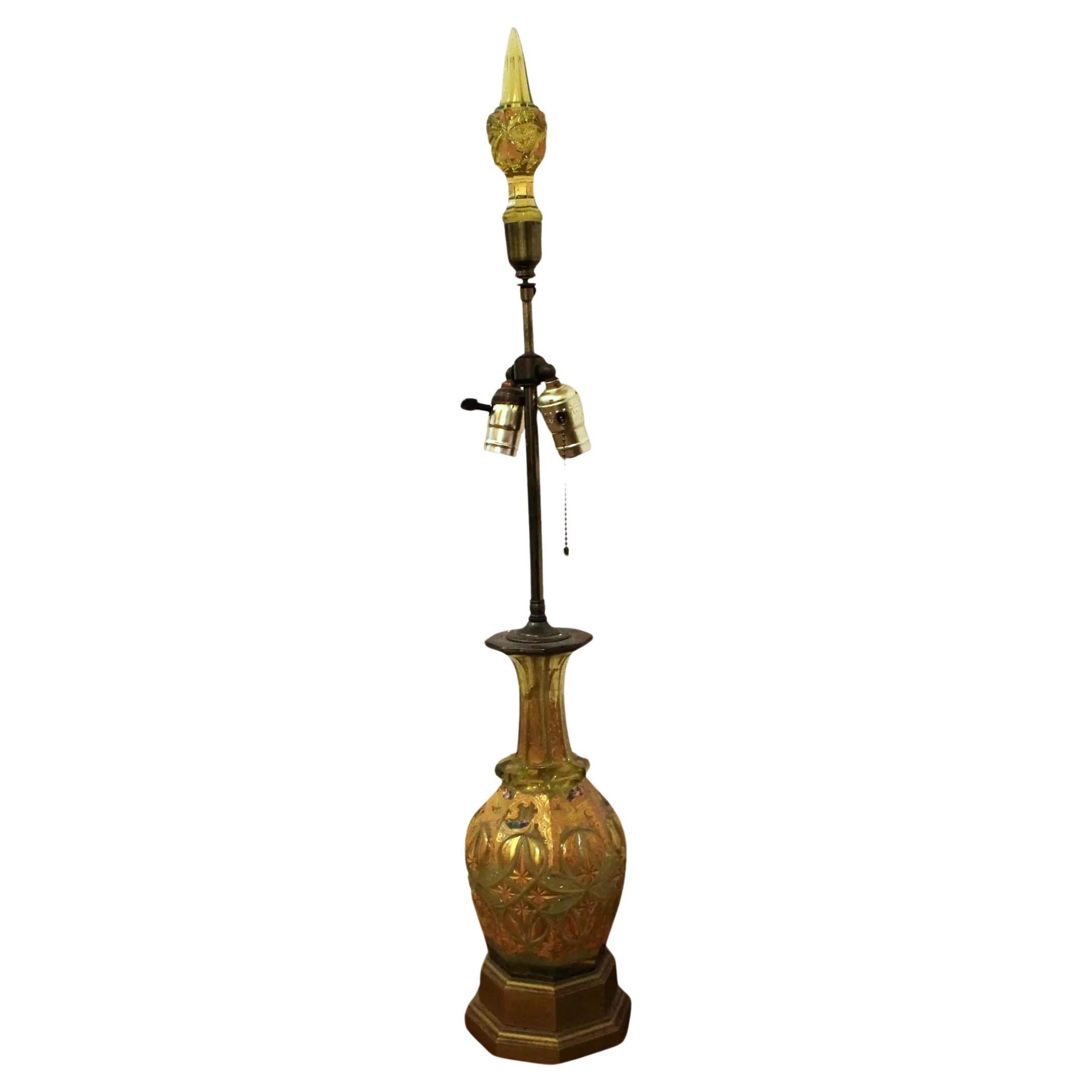 2nd Half 19th Century Bohemian Blown & Cut Glass Decanter, Now as a Lamp For Sale