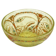 Antique 2nd Half 19th Century Bohemian Vaseline Glass Open Sauce Bowl