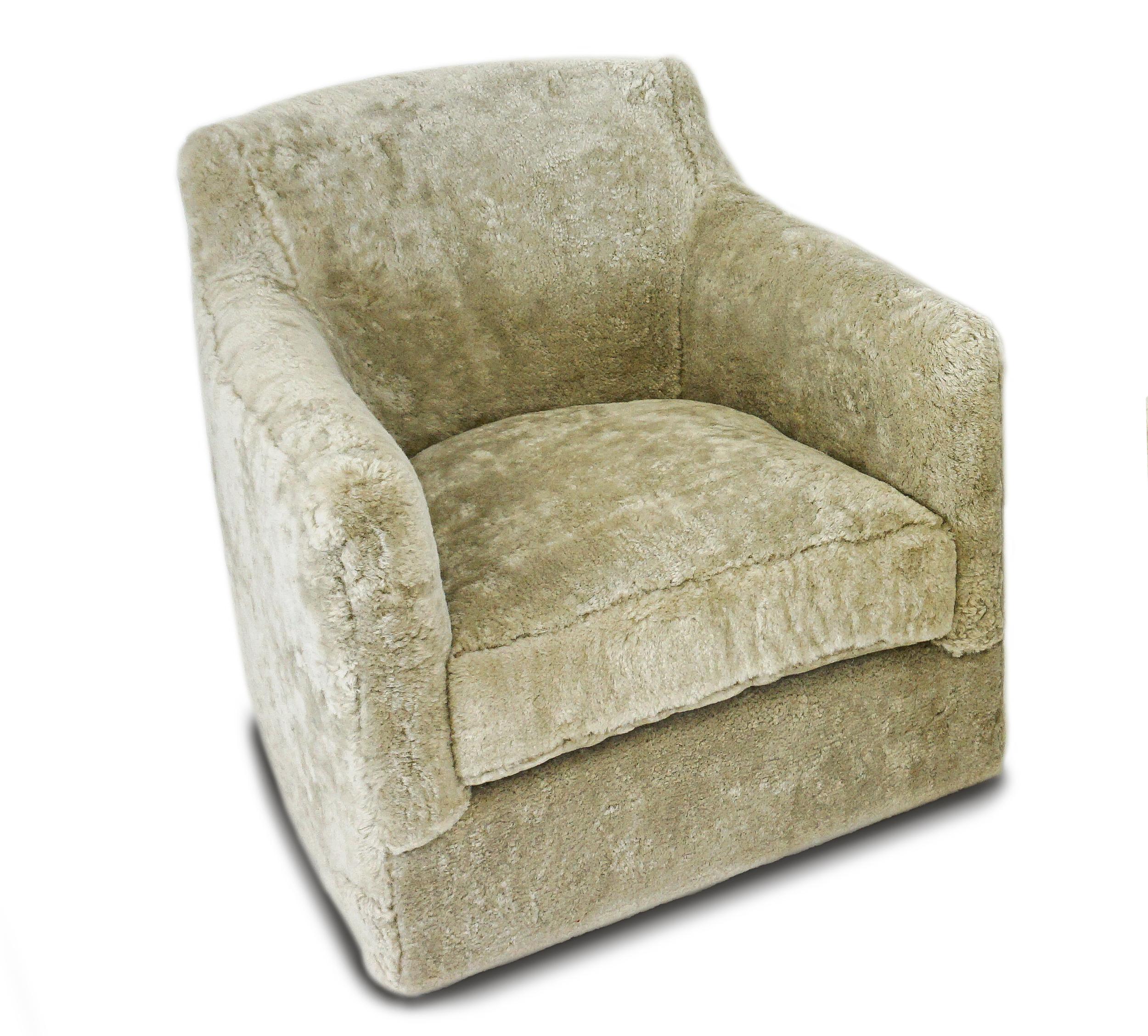 2ème paire pour Lawrence - Chaise pivotante contemporaine en peau de mouton, personnalisable Neuf - En vente à Greenwich, CT