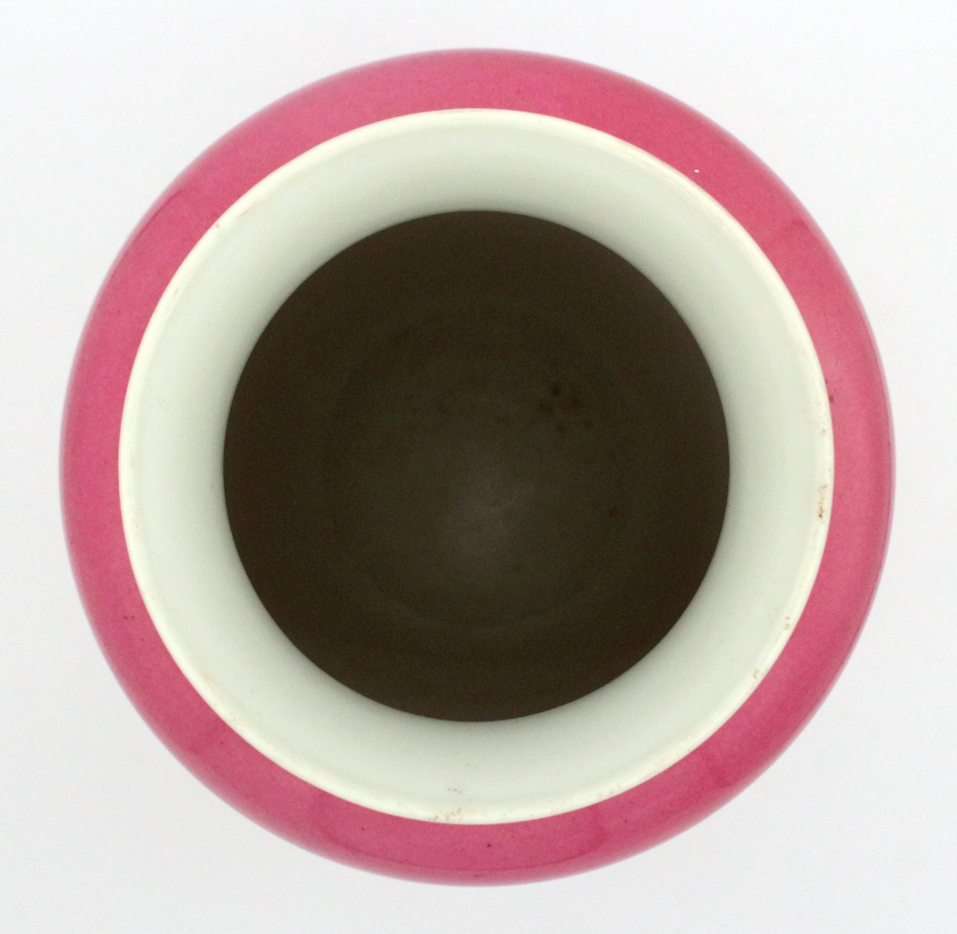 2nd Quarter 20th Century Pink Egg Shell Chinese Porcelain Vase In Good Condition In Chapel Hill, NC