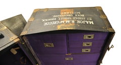 British WWII Campaign Steamer Trunk, Brass and Wood, Major McGregor, 1900s