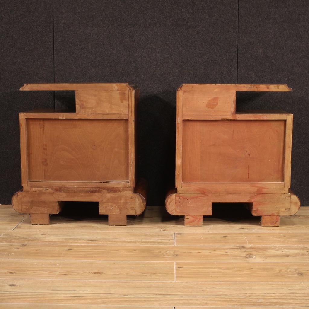2 Pair of 20th Century Art Deco Style Wood Italian Bedside Tables, 1950 For Sale 7