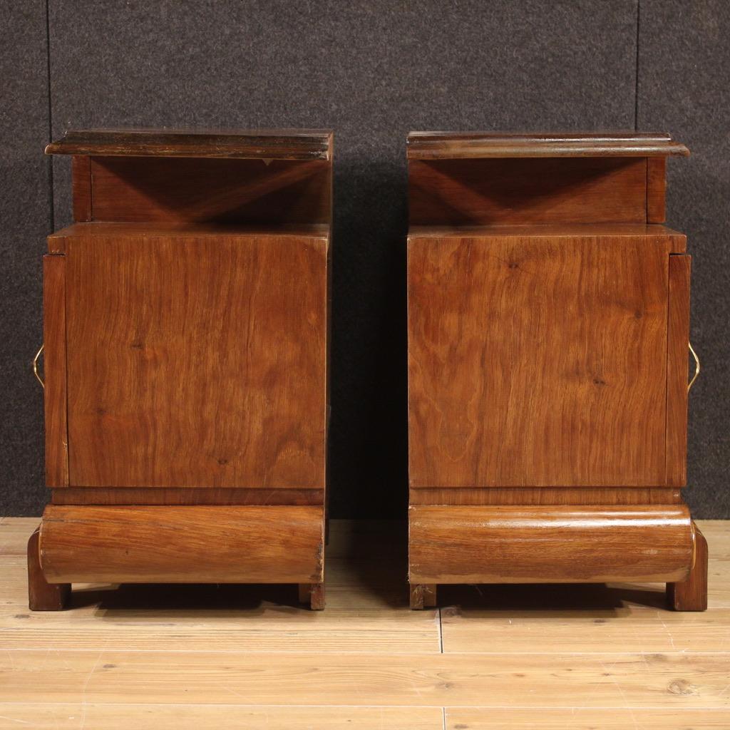 2 Pair of 20th Century Art Deco Style Wood Italian Bedside Tables, 1950 For Sale 8