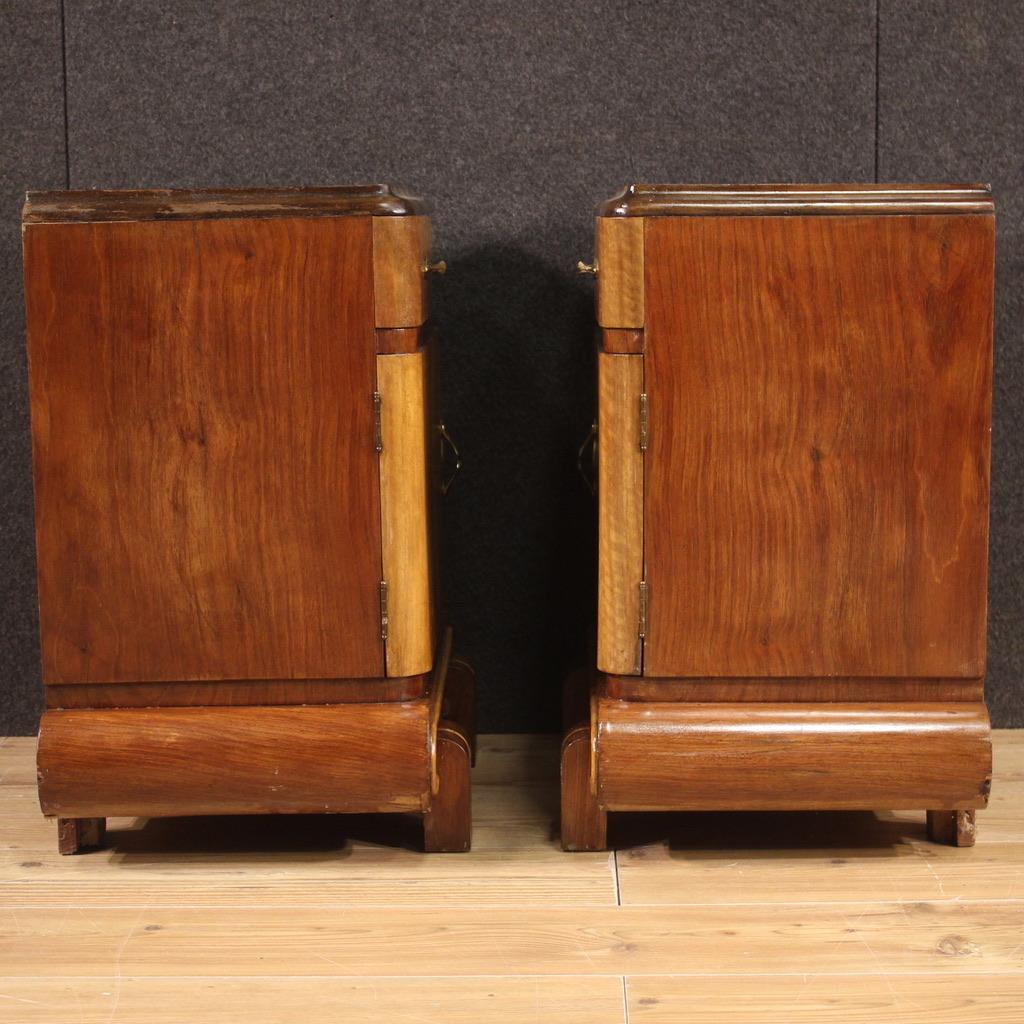 2 Pair of 20th Century Art Deco Style Wood Italian Bedside Tables, 1950 For Sale 6