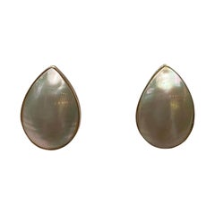 Boucles d'oreilles en or jaune 14 carats avec perles Mabe, 2 pièces