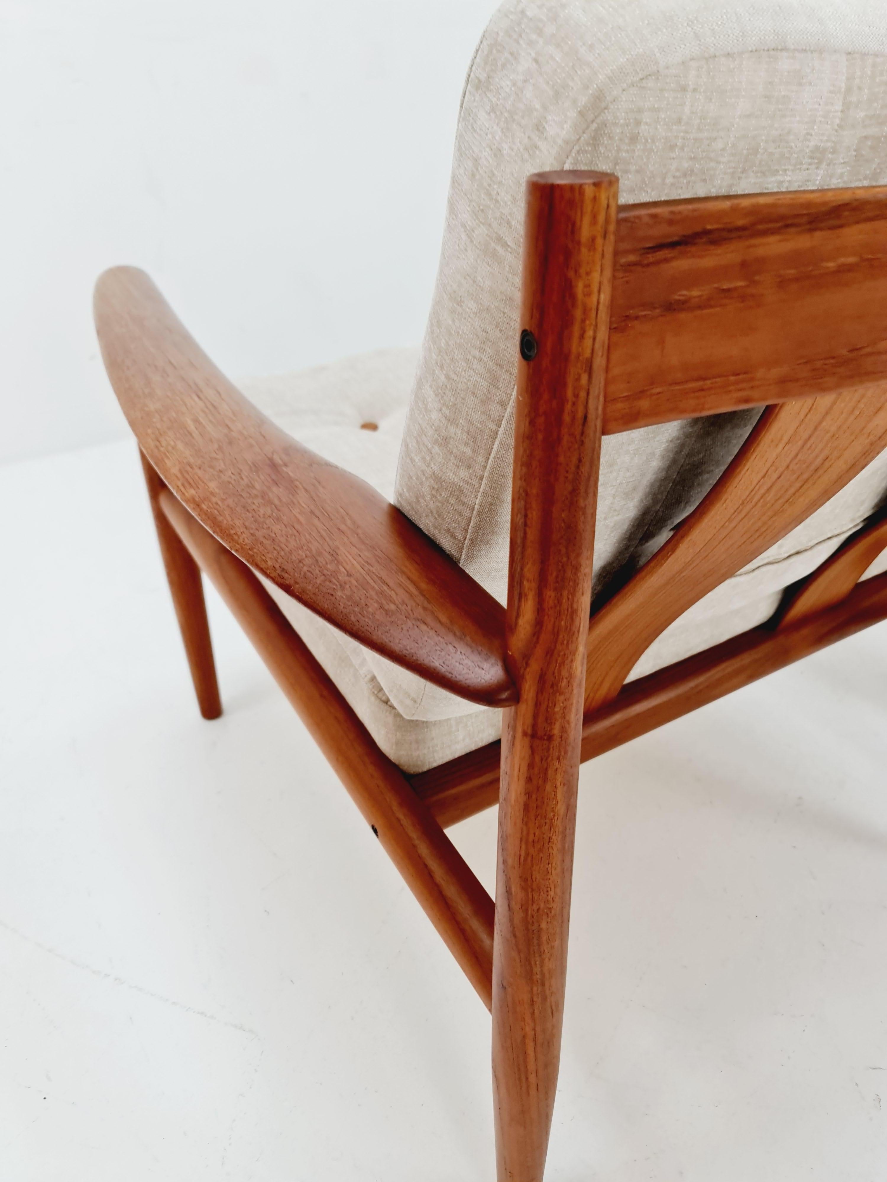 2Rare Danish teak lounge chair/ Easy chair by Grete Jalk For France &Son , 1960s For Sale 3