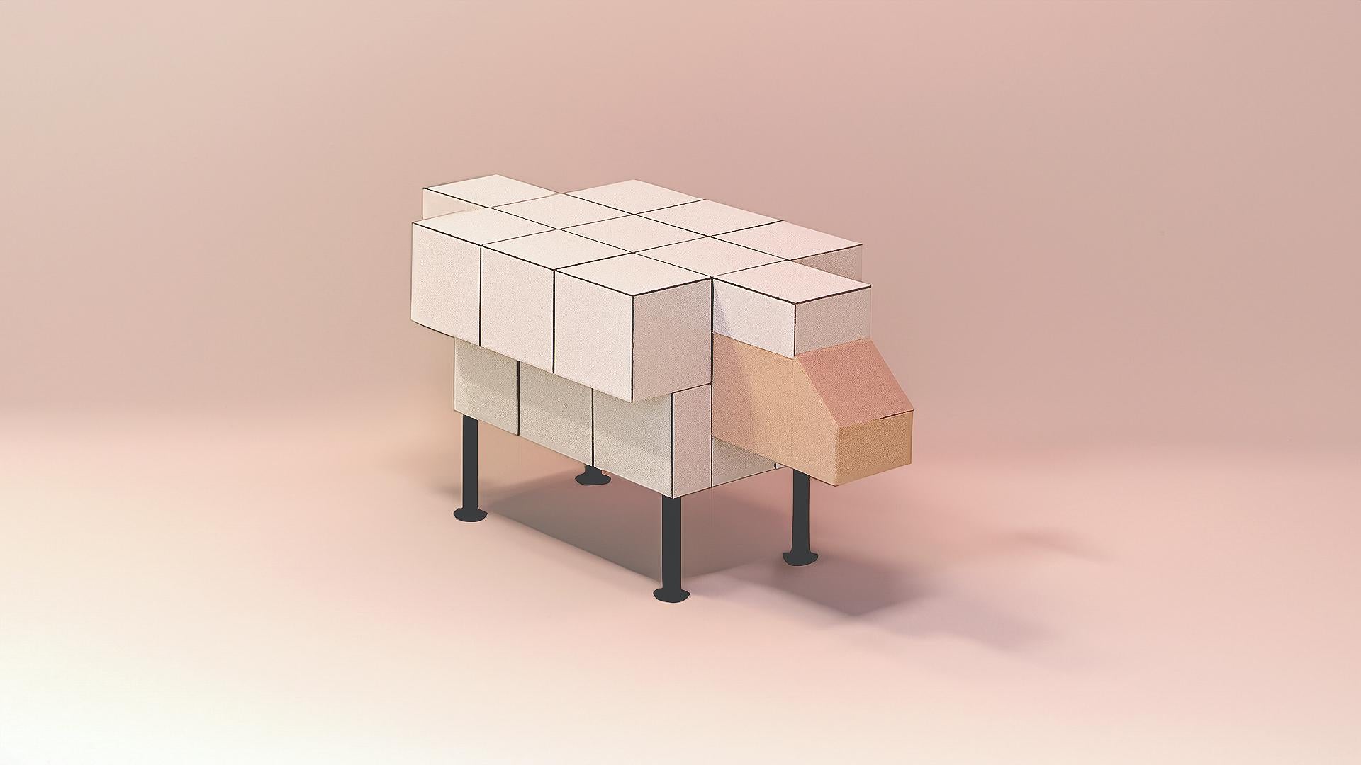 2Table d'appoint sculpturale en forme de mouton noir par Bussoga - Céramique et acier en vente 5