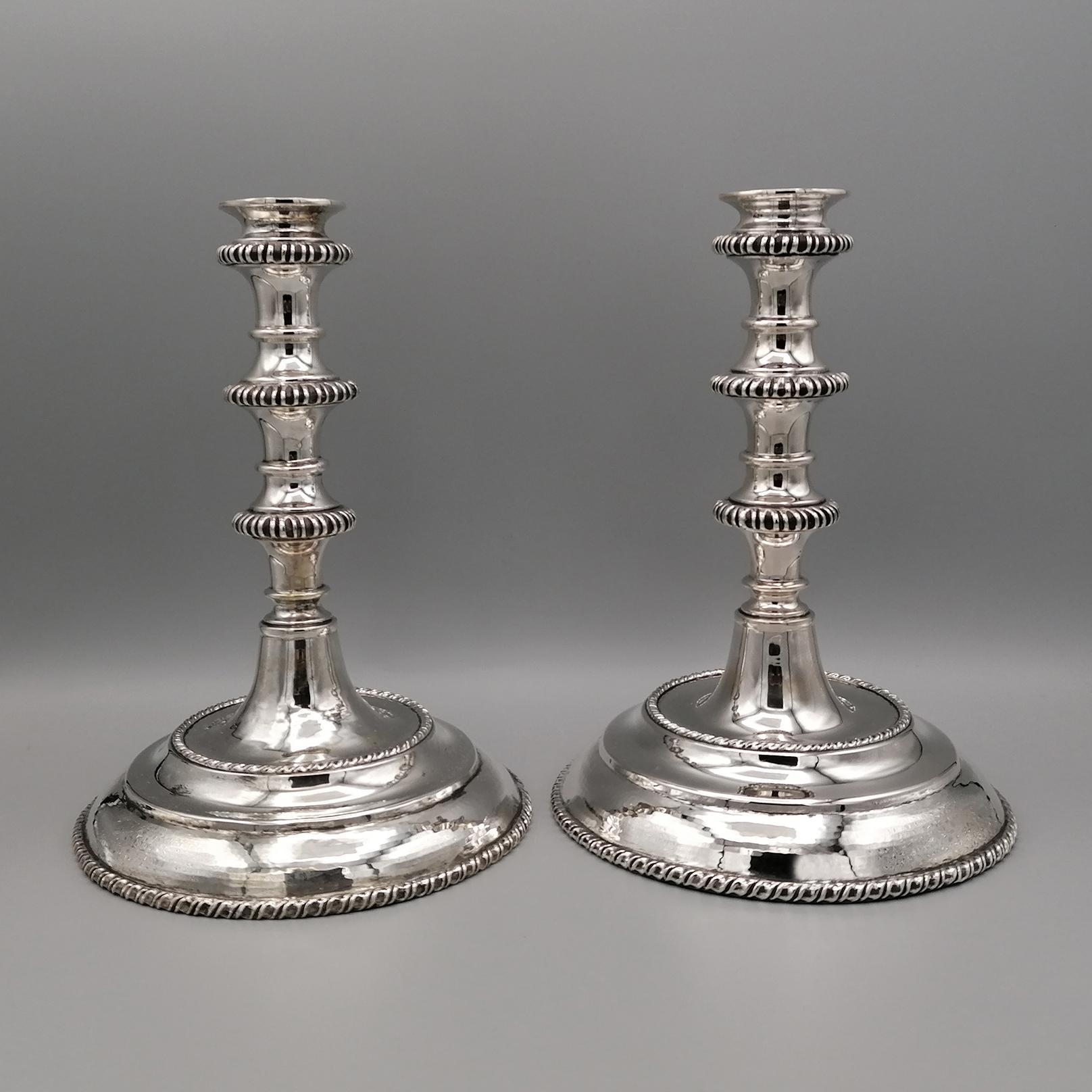 Pr. di candelieri in argento Solidi 800 del 2° secolo in stile veneziano in vendita 6