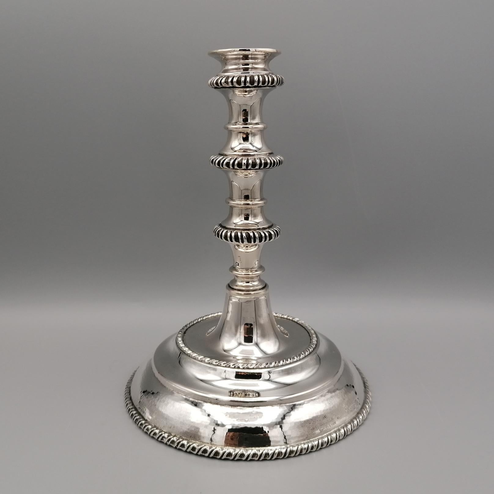 Late 20th Century 2th Century Italian Solidi 800 Silver Pr. of Candlesticks in Venetian Style For Sale