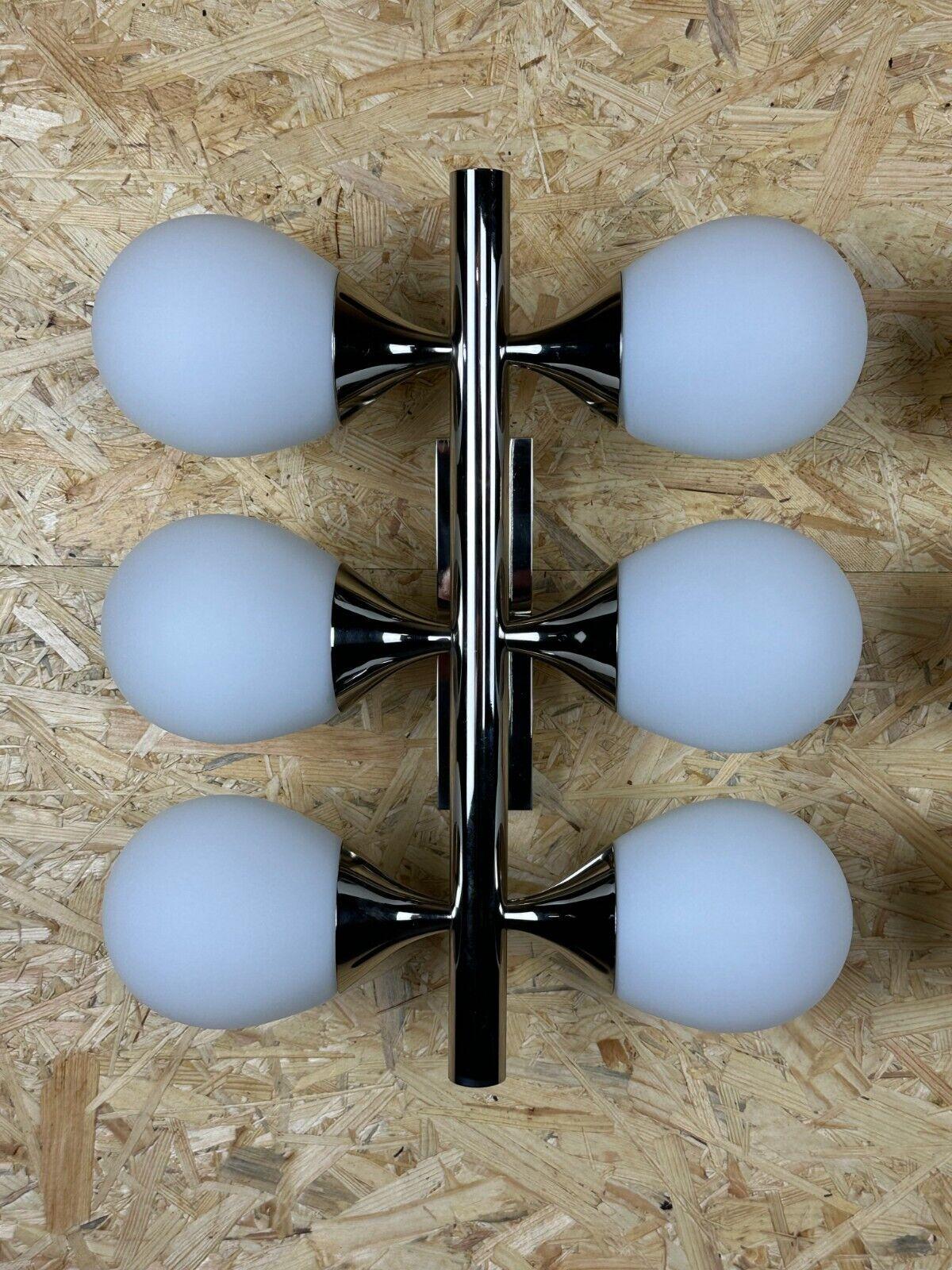 Late 20th Century 2x 60s 70s 6-Bulb Sputnik Wall Lights by Kaiser Leuchten Opal Glass For Sale