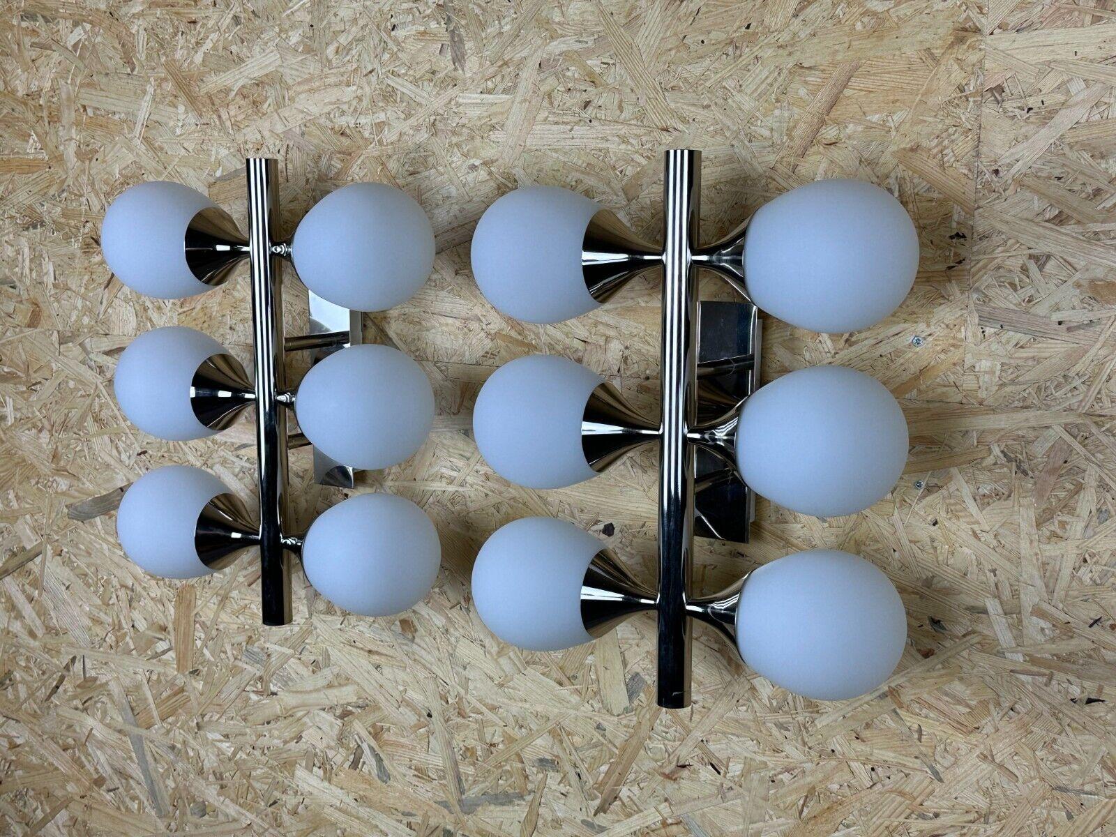 2x 60s 70s 6-Bulb Sputnik Wall Lights by Kaiser Leuchten Opal Glass For Sale 1