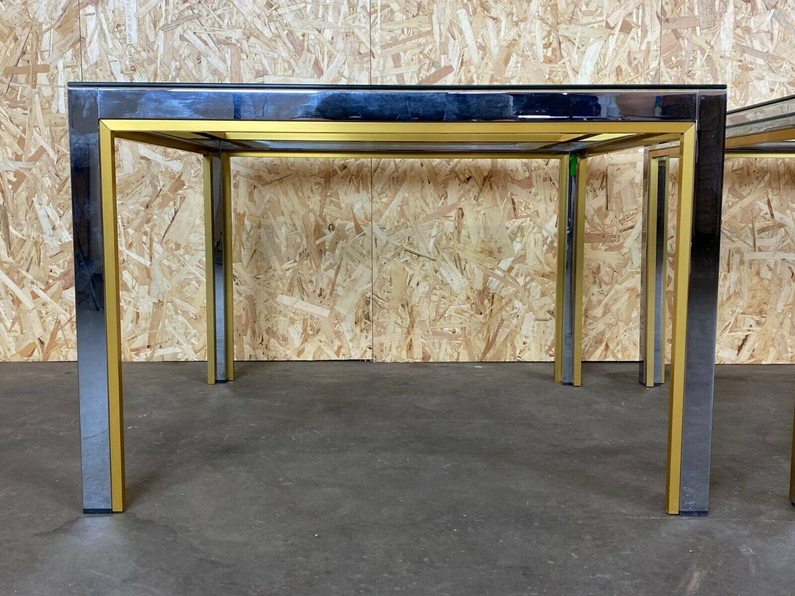 2x 60s 70s Coffee Table Side Table Chrome & Brass For Sale 5
