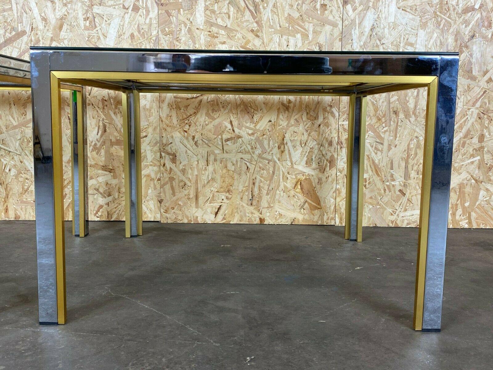 2x 60s 70s Coffee Table Side Table Chrome & Brass For Sale 6