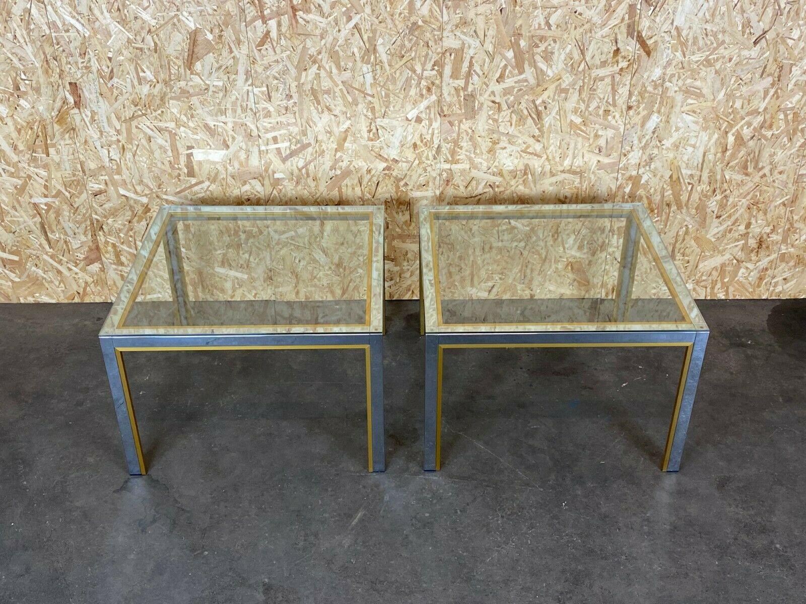 2x 60s 70s Coffee Table Side Table Chrome & Brass For Sale 7