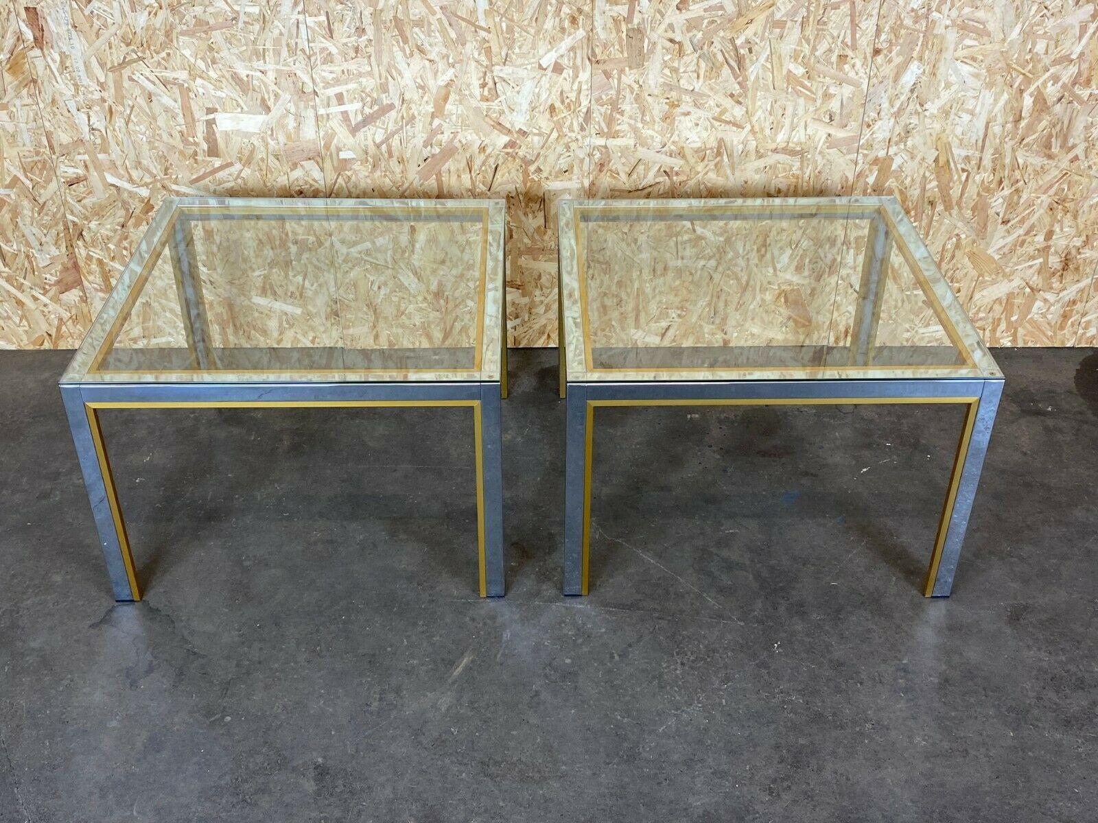 2x 60s 70s Coffee Table Side Table Chrome & Brass For Sale 8