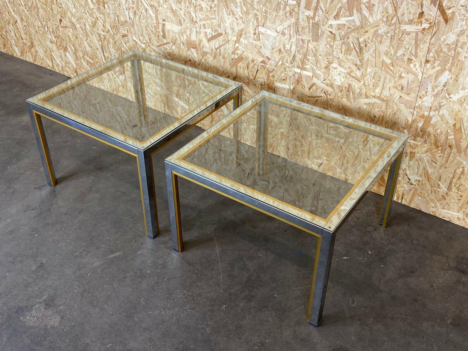 2x 60s 70s Coffee Table Side Table Chrome & Brass In Good Condition For Sale In Neuenkirchen, NI