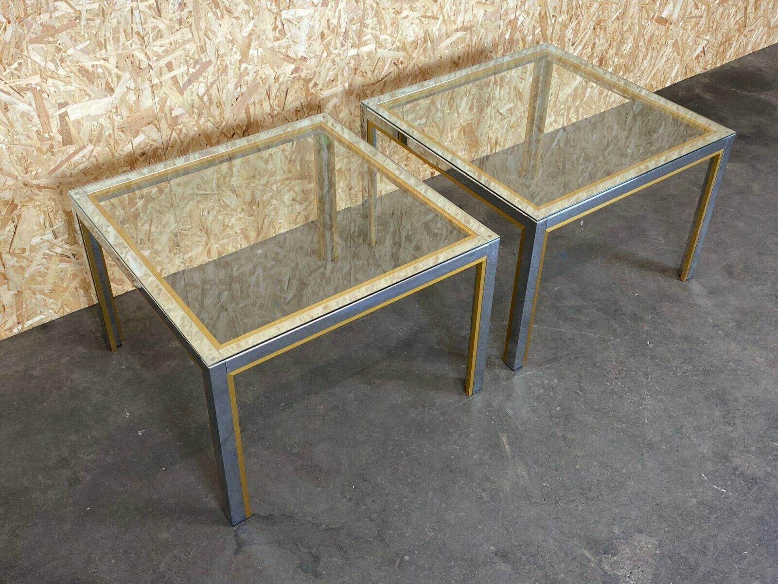 Late 20th Century 2x 60s 70s Coffee Table Side Table Chrome & Brass For Sale