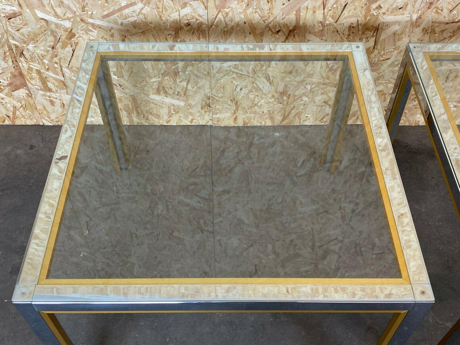 2x 60s 70s Coffee Table Side Table Chrome & Brass For Sale 1