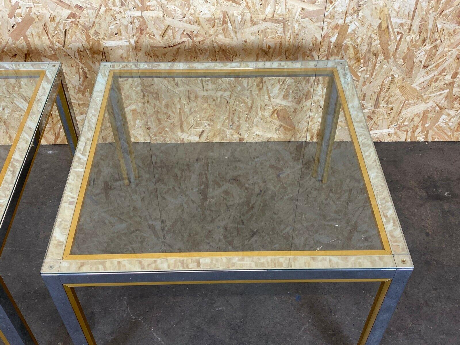 2x 60s 70s Coffee Table Side Table Chrome & Brass For Sale 2