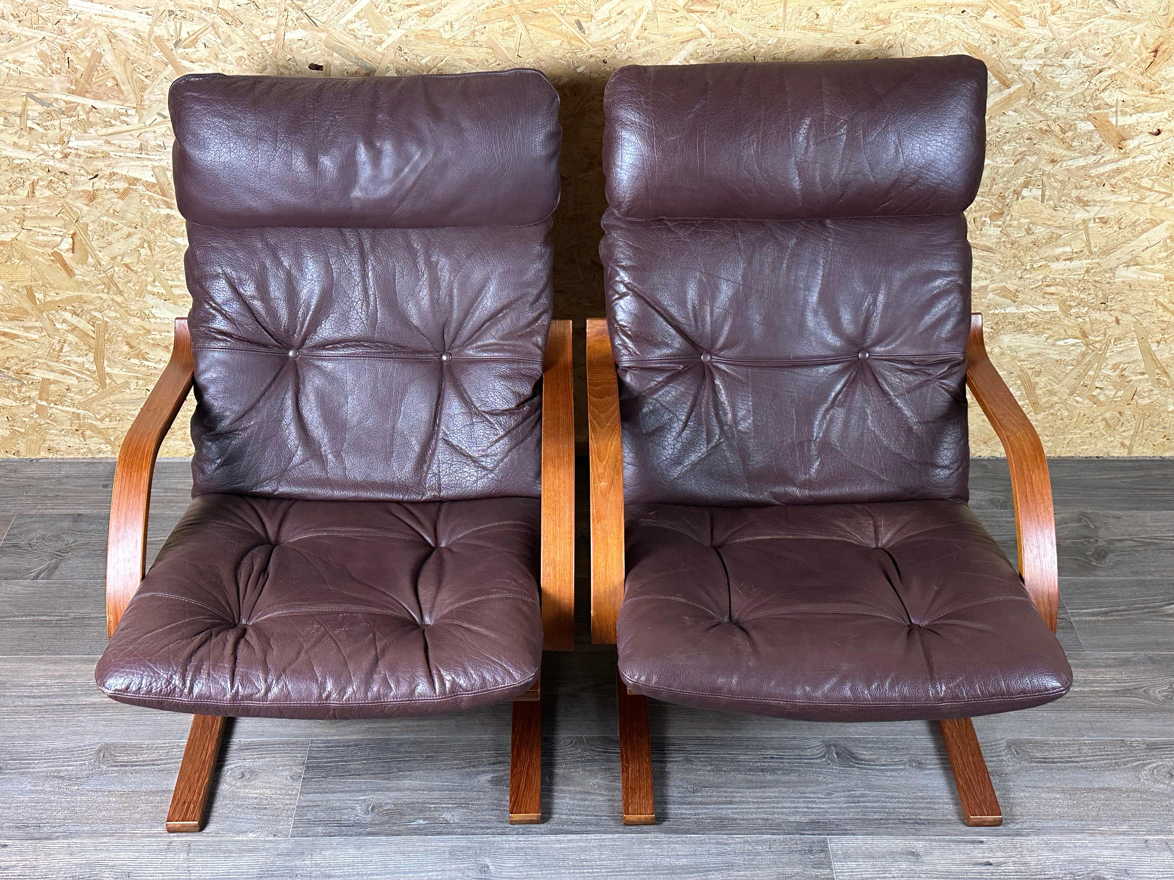 2x 60er 70er Jahre Sessel Leder Sessel Westnofa Norwegen Mid Century im Angebot 7