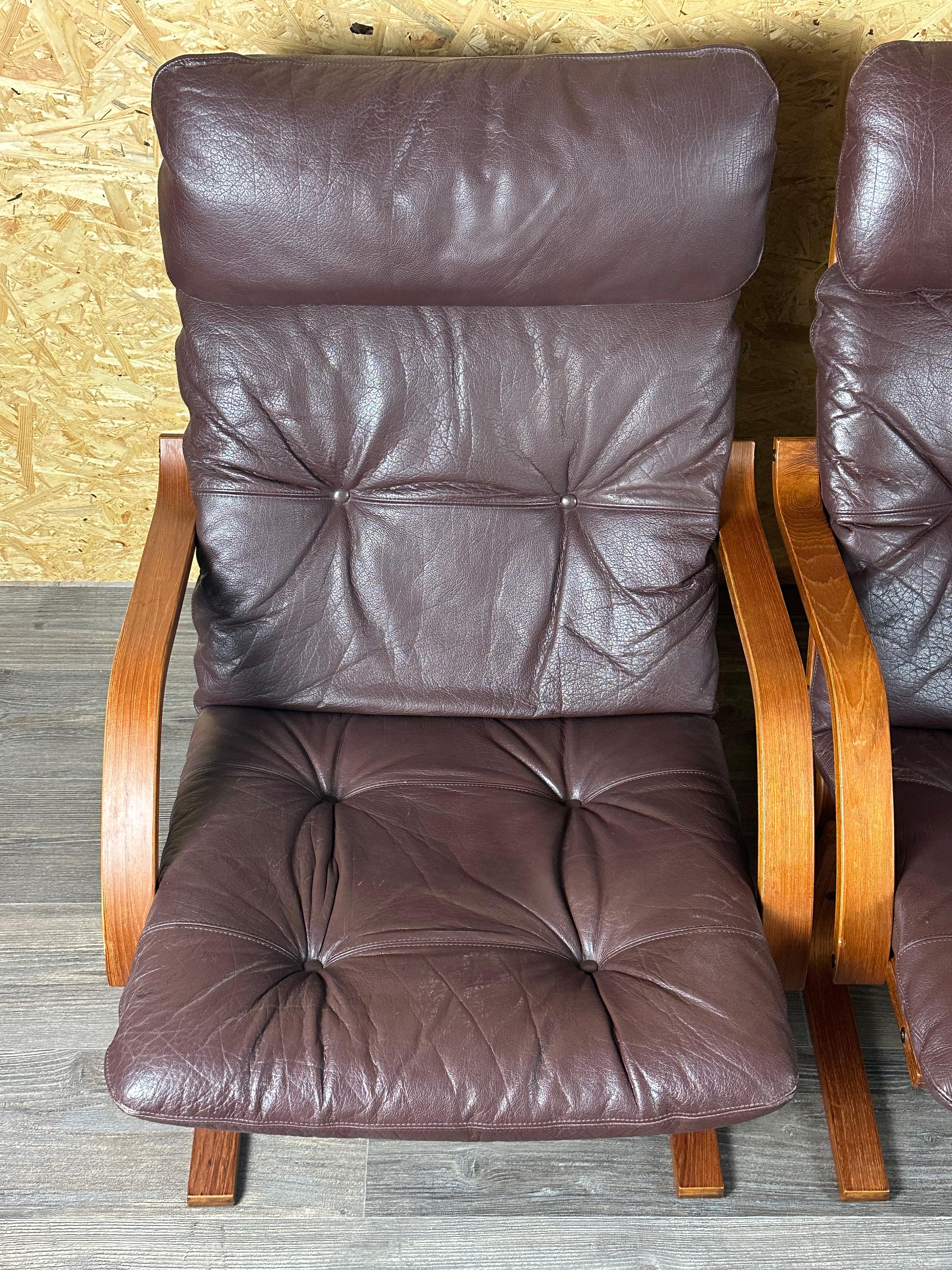 2x 60er 70er Jahre Sessel Leder Sessel Westnofa Norwegen Mid Century im Angebot 8