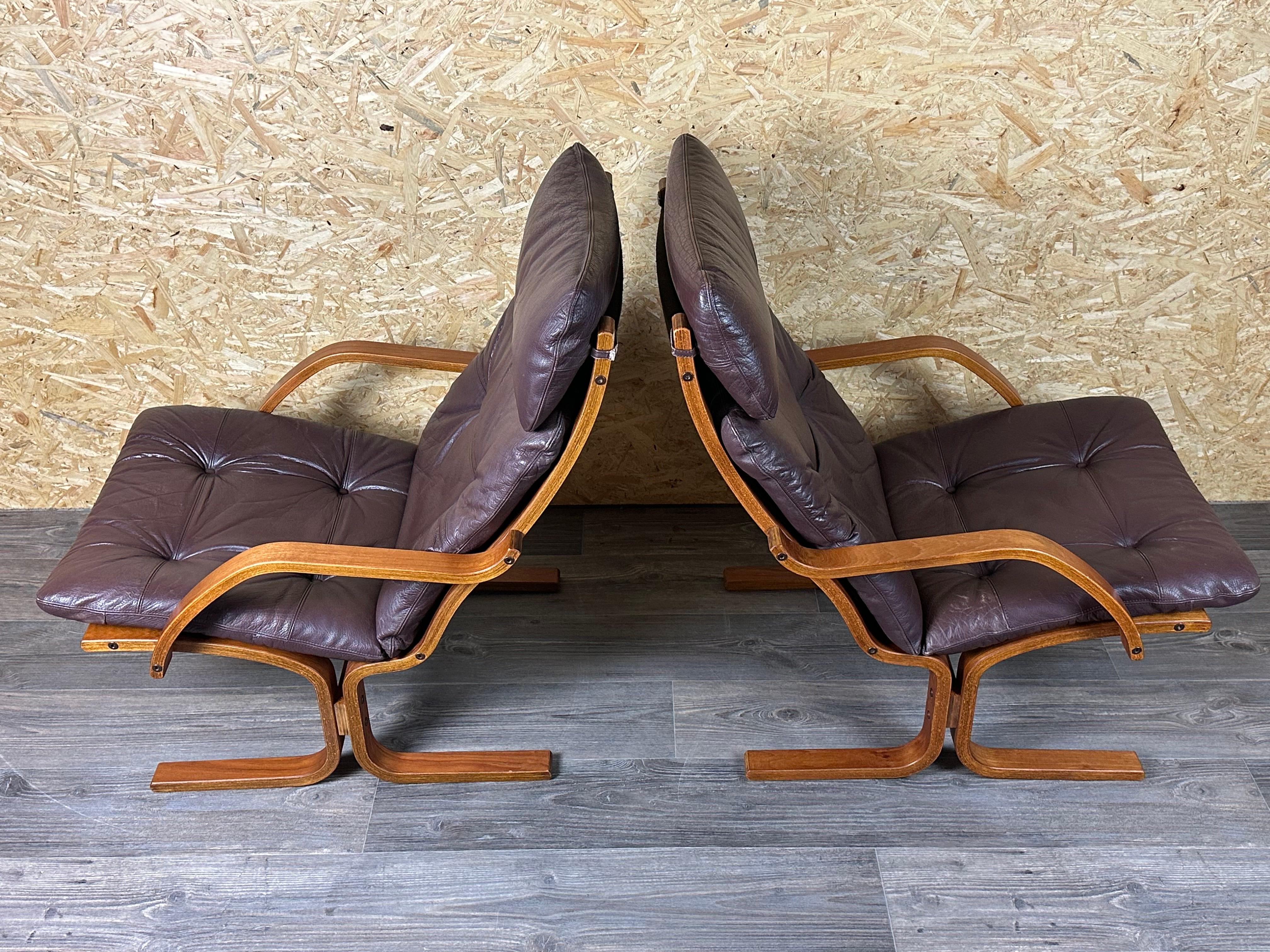 2x 60er 70er Jahre Sessel Leder Sessel Westnofa Norwegen Mid Century im Angebot 13