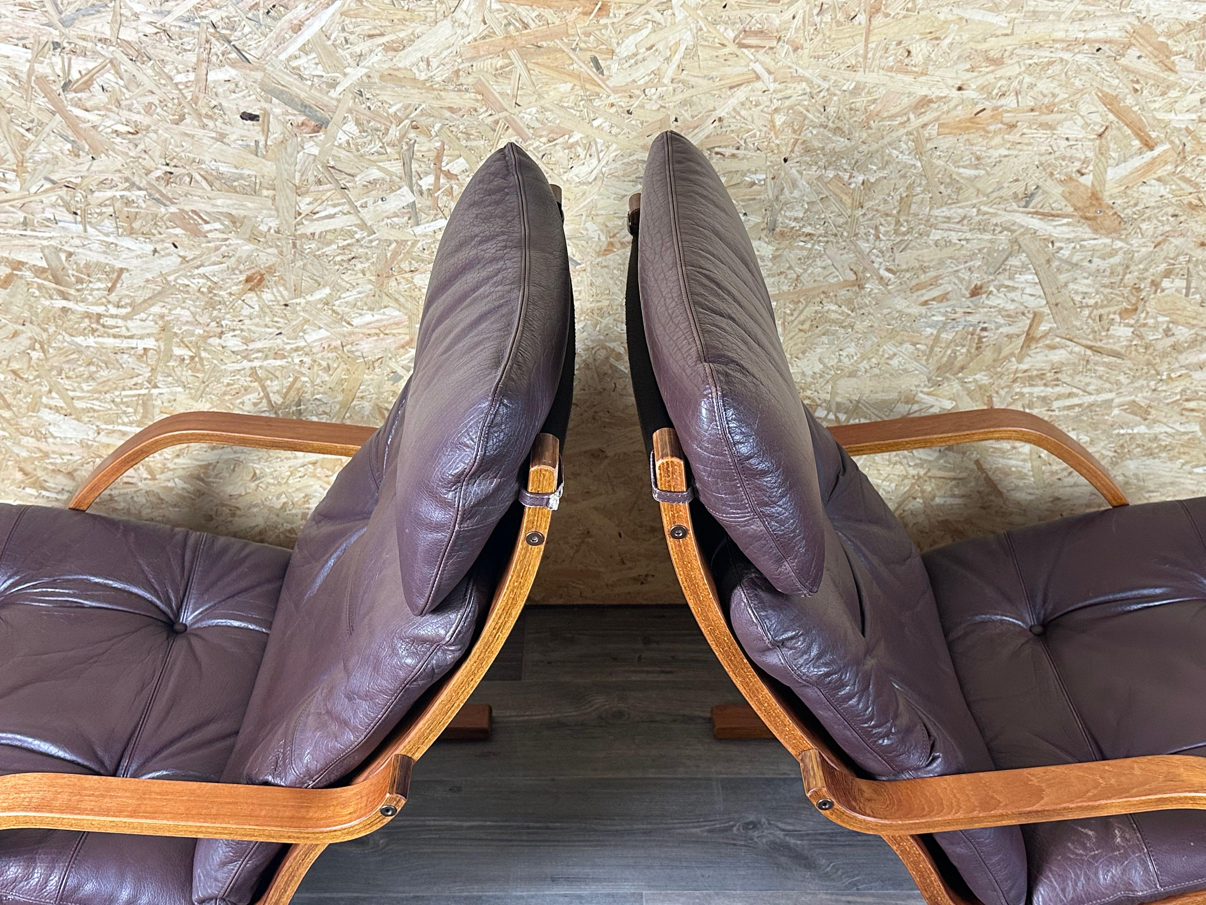 2x 60er 70er Jahre Sessel Leder Sessel Westnofa Norwegen Mid Century im Angebot 14