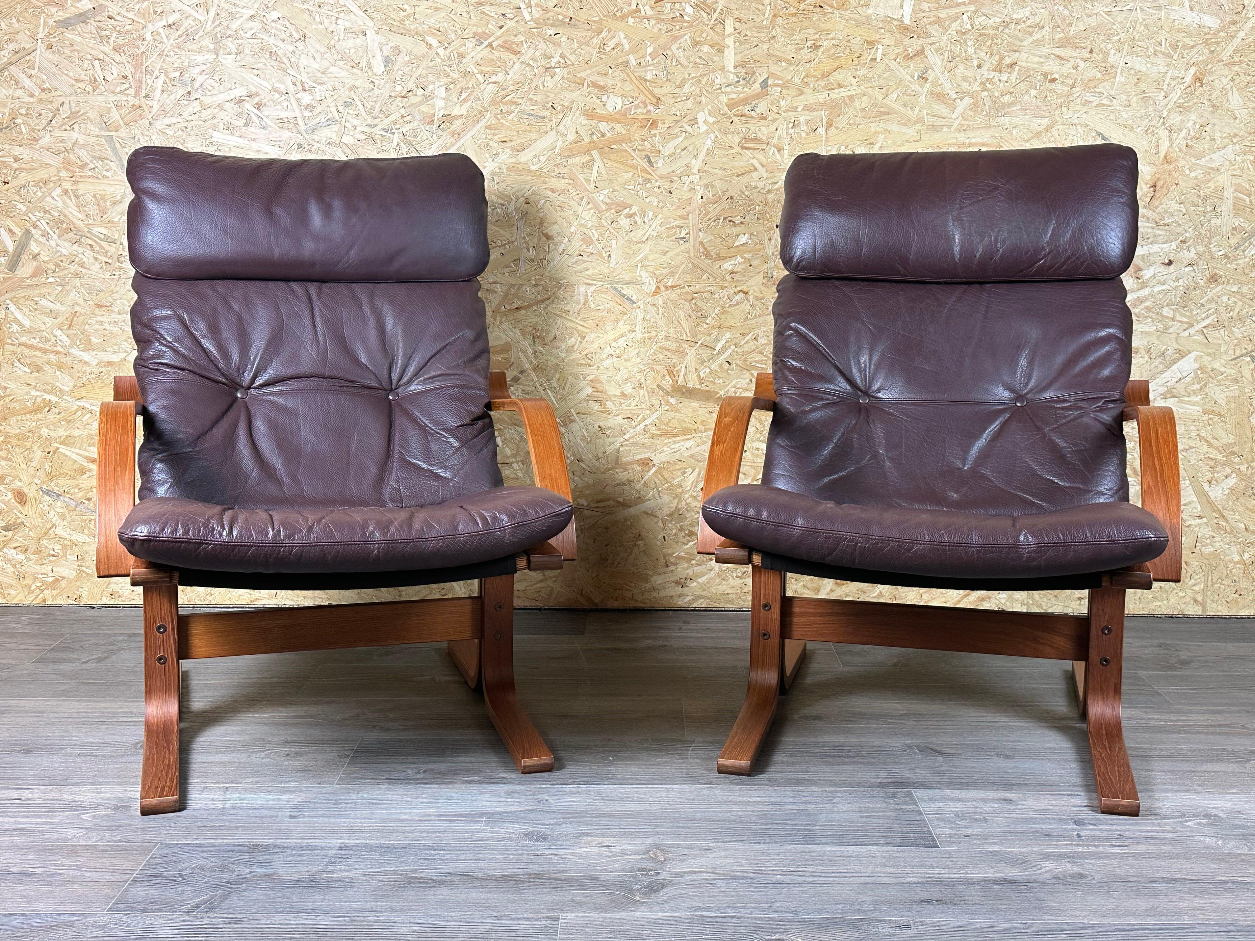 2x 60er 70er Jahre Sessel Leder Sessel Westnofa Norwegen Mid Century im Angebot 3