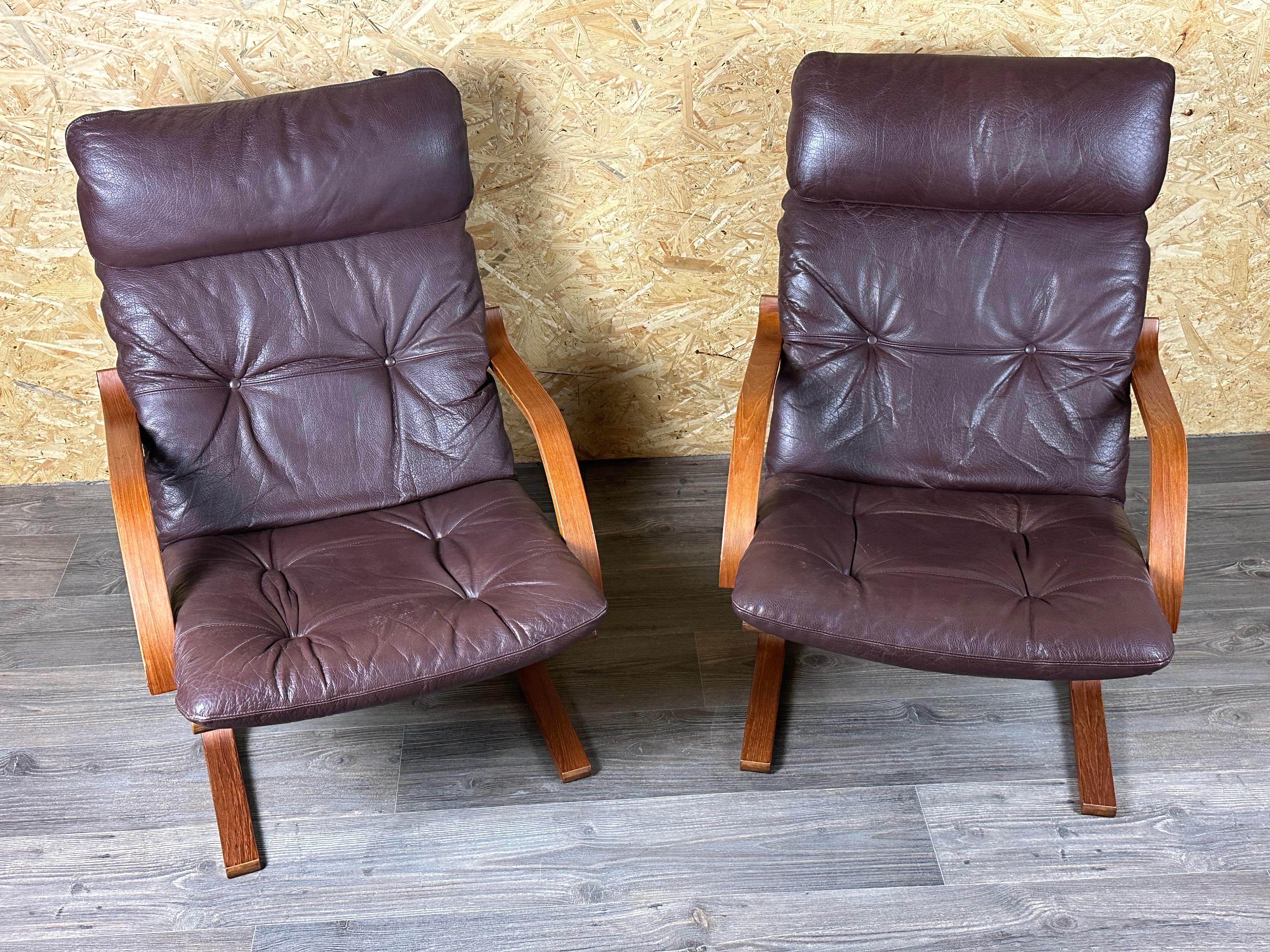 2x 60er 70er Jahre Sessel Leder Sessel Westnofa Norwegen Mid Century im Angebot 4