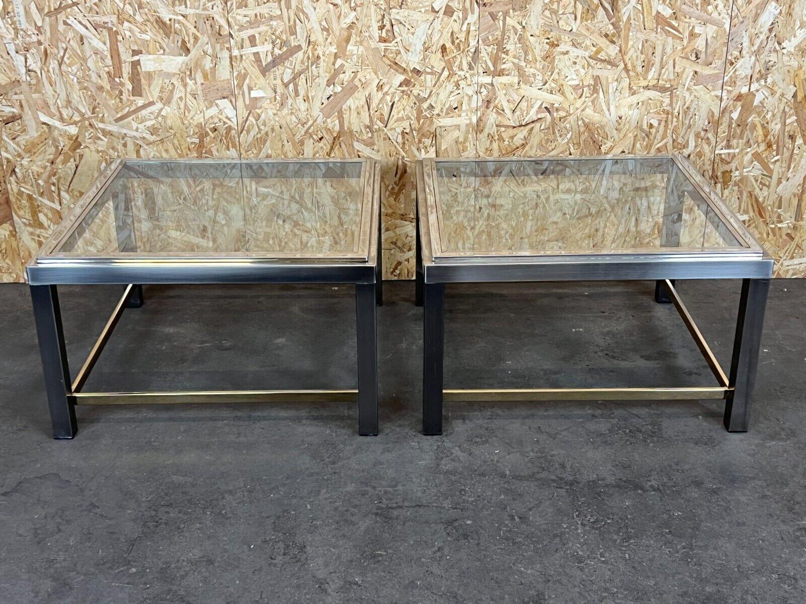 2x 60s 70s Jean Charles Coffee Table Chrome & Brass Side Table Space Age Design

Object: 2x coffee table

Manufacturer: Jean Charles

Condition: good - vintage

Age: around 1960-1970

Dimensions:

Width = 68cm
Depth = 68cm
Height = 41cm

Other